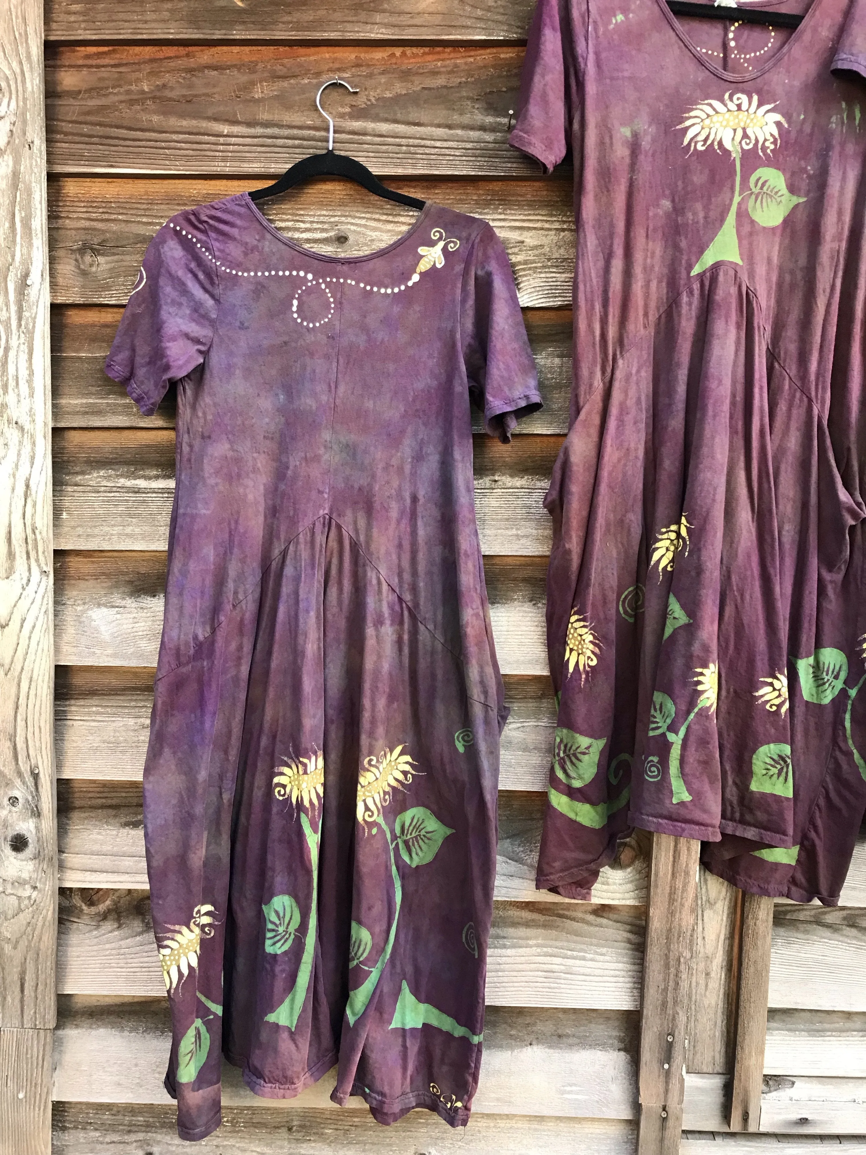 Red Sunflower Batik Dress With Pockets for Tammie