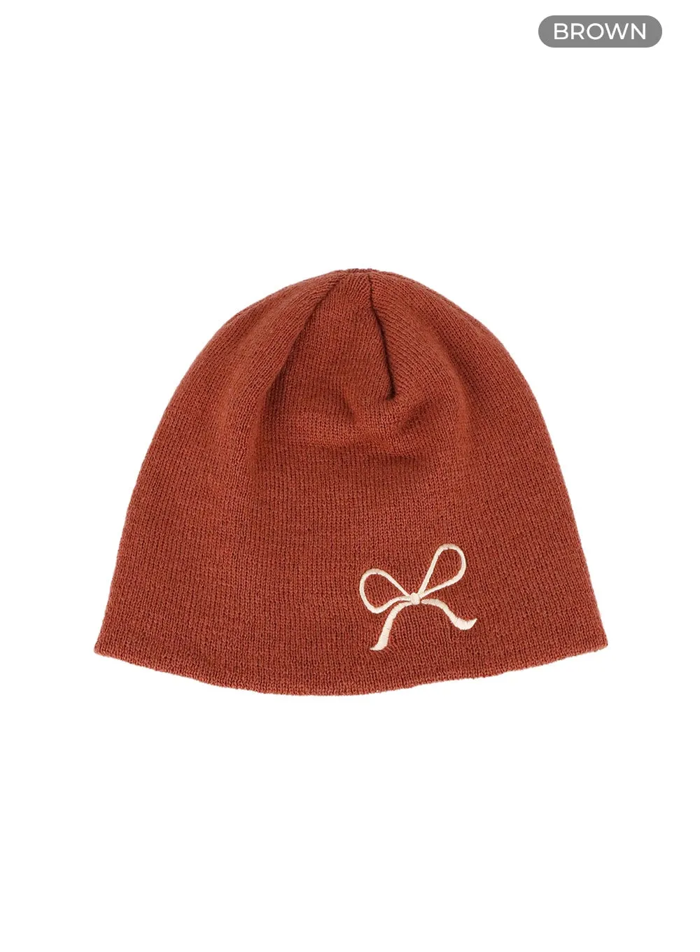 Ribbon Embroidered Beanie OM418