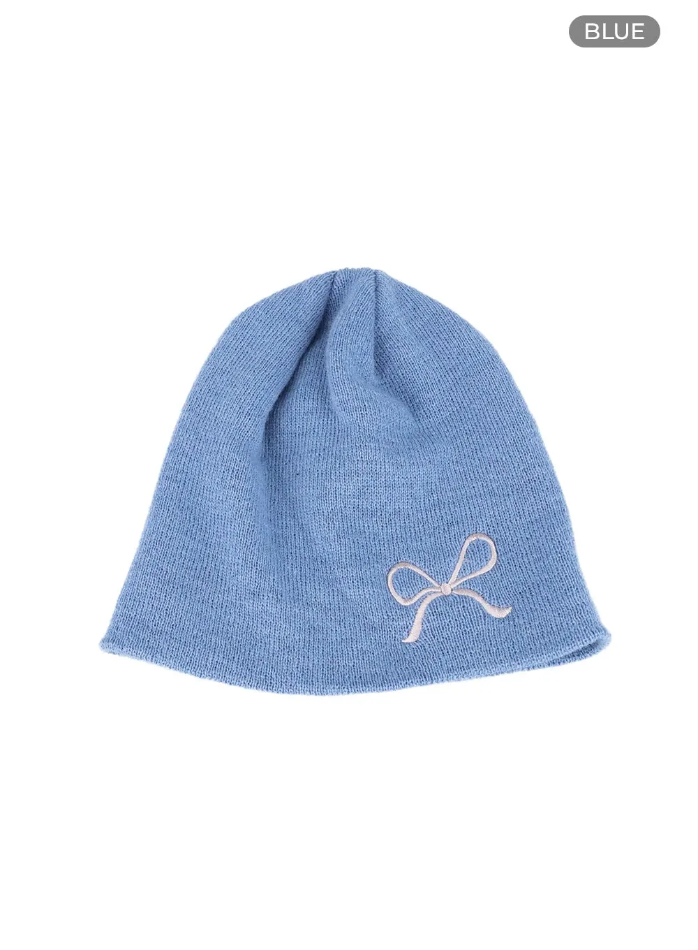 Ribbon Embroidered Beanie OM418