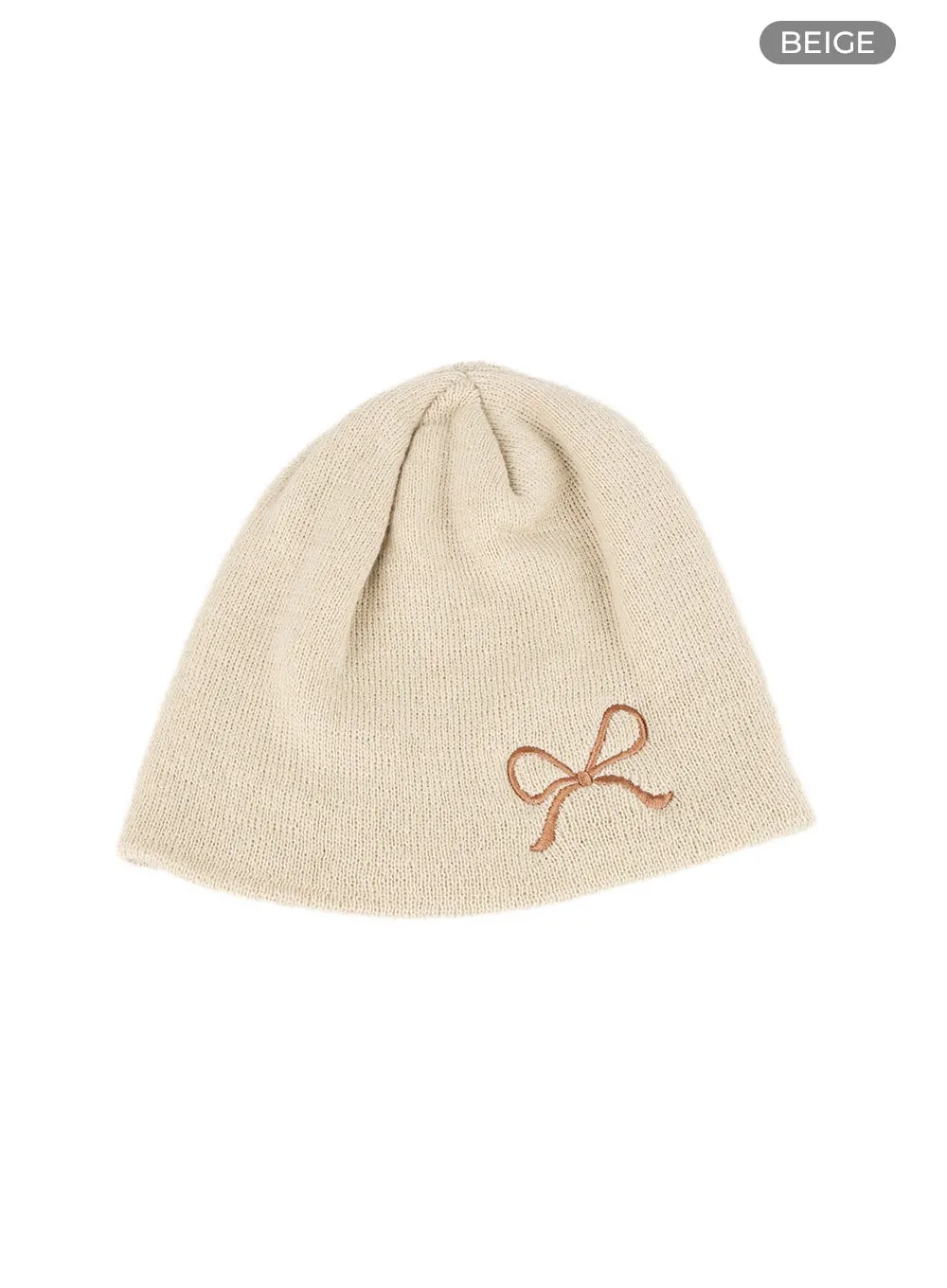 Ribbon Embroidered Beanie OM418