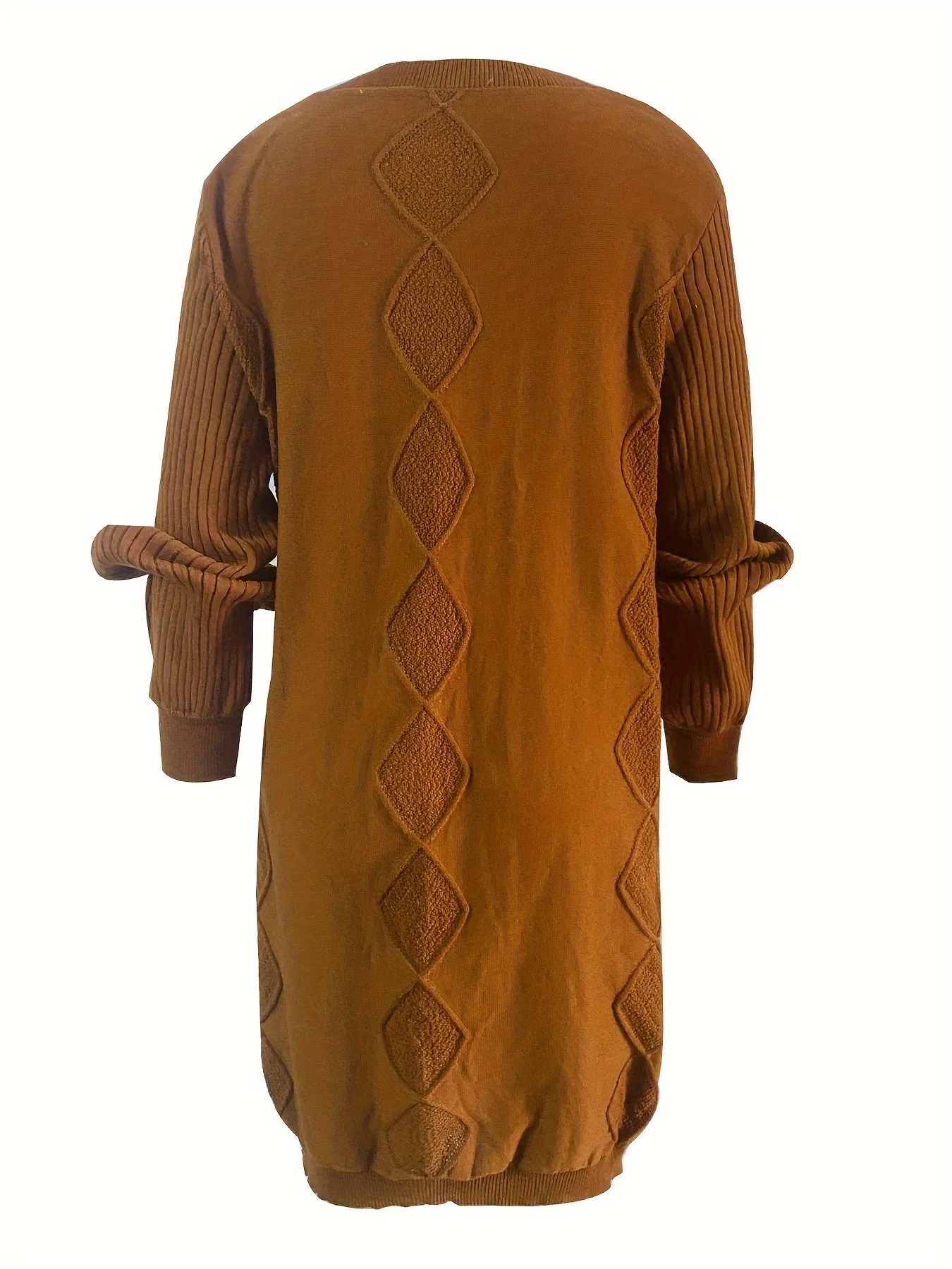 Rich Color Lantern Sleeve Knit Dress - Soft, Cozy, and Effortlessly Casual with Flattering Sleeves and Classic Crew Neck - Perfect for Chilly Fall and Winter Seasons, Designed Exclusively for Women