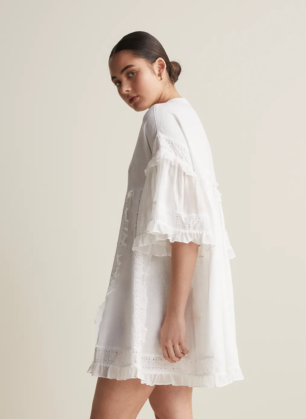 Sadie Linen Mini Smock Dress | Optical White