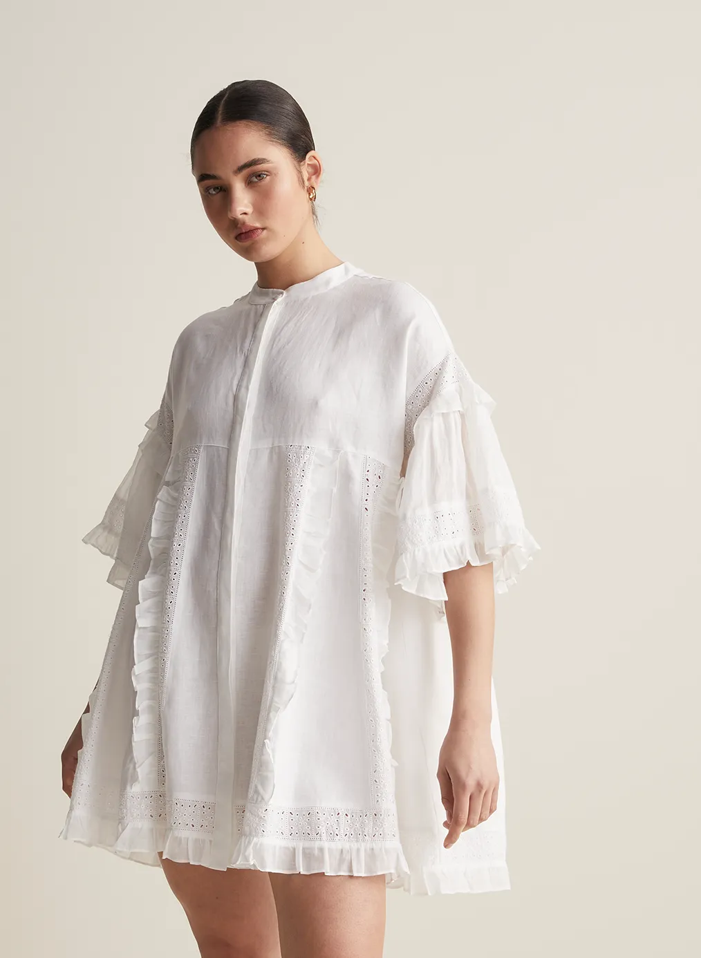 Sadie Linen Mini Smock Dress | Optical White