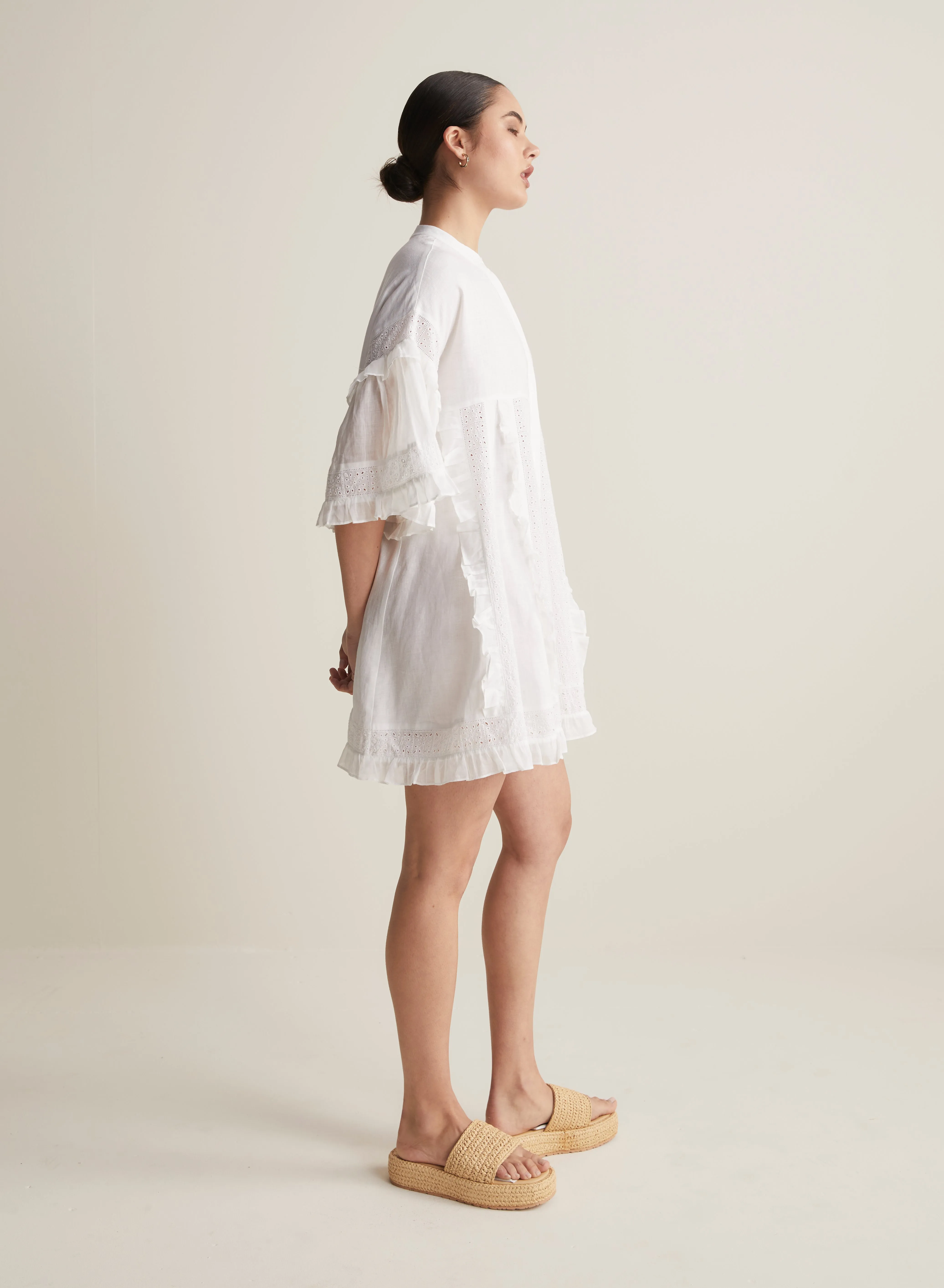 Sadie Linen Mini Smock Dress | Optical White