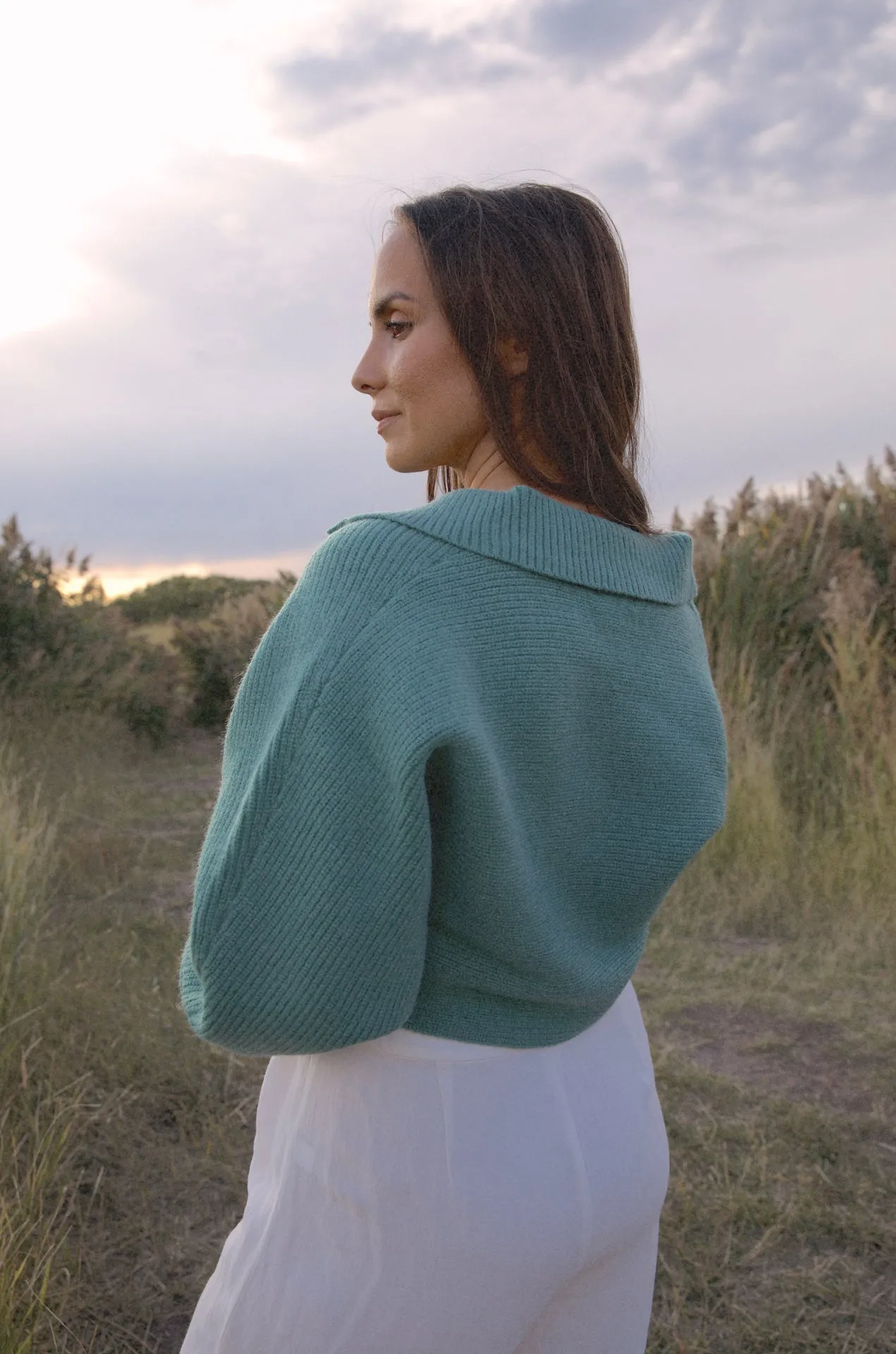 Sage Green Cropped Knit Sweater