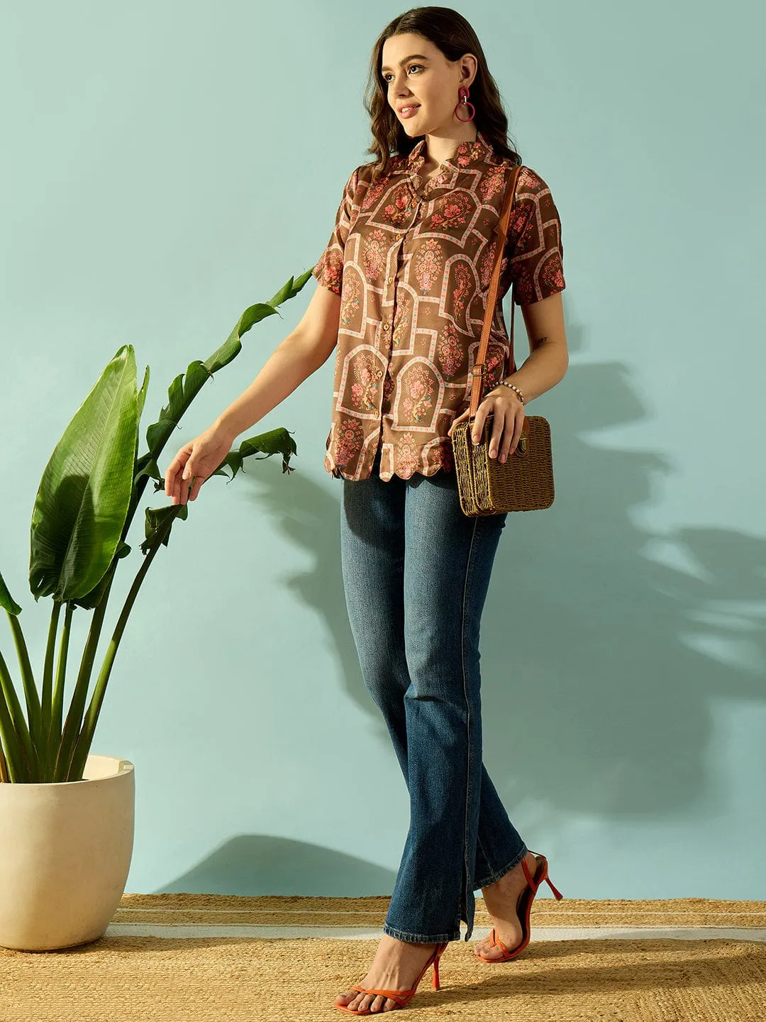 Scalloped Floral Vintage Shirt