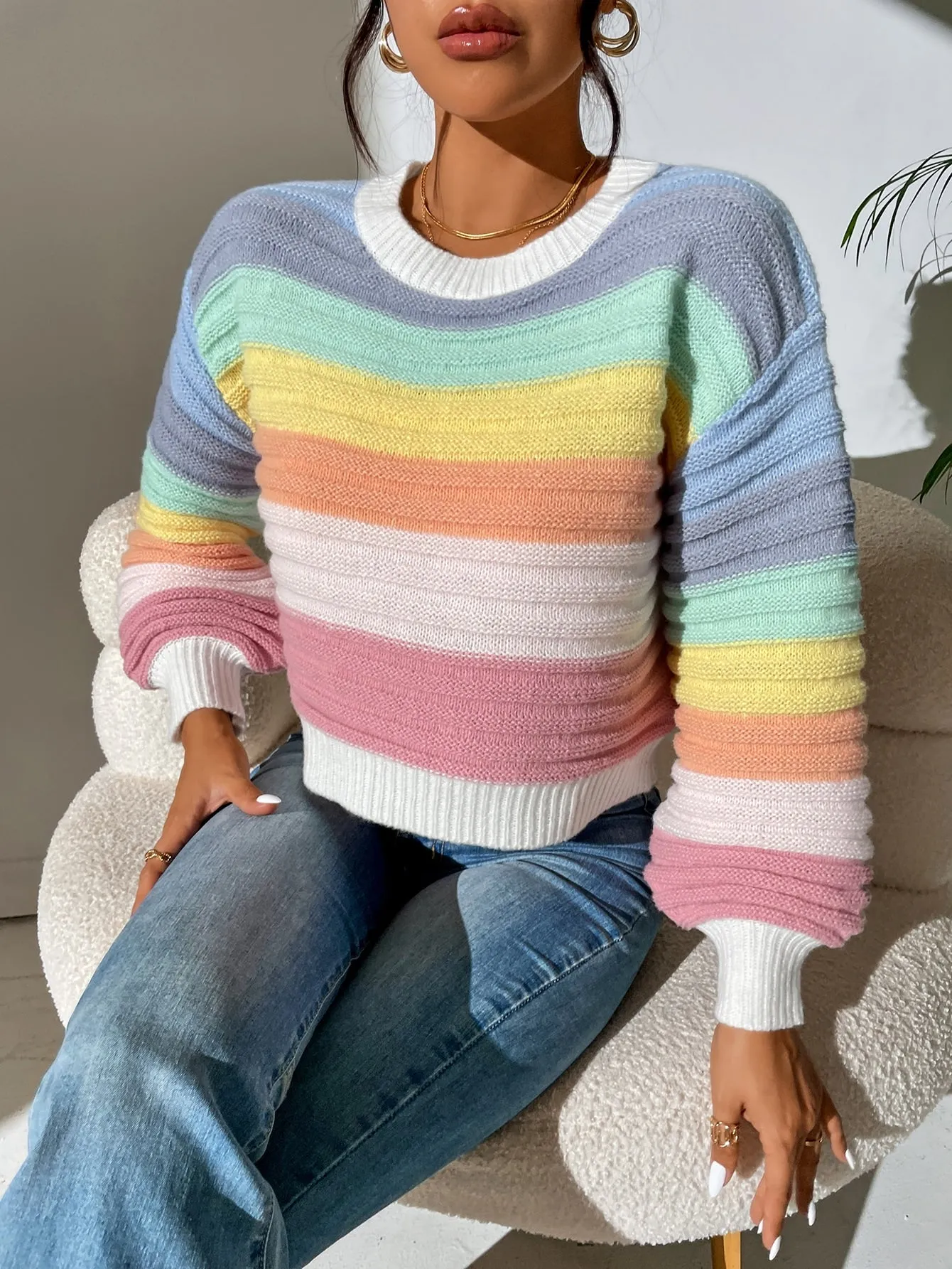 SHEIN Colorblock Drop Shoulder Sweater