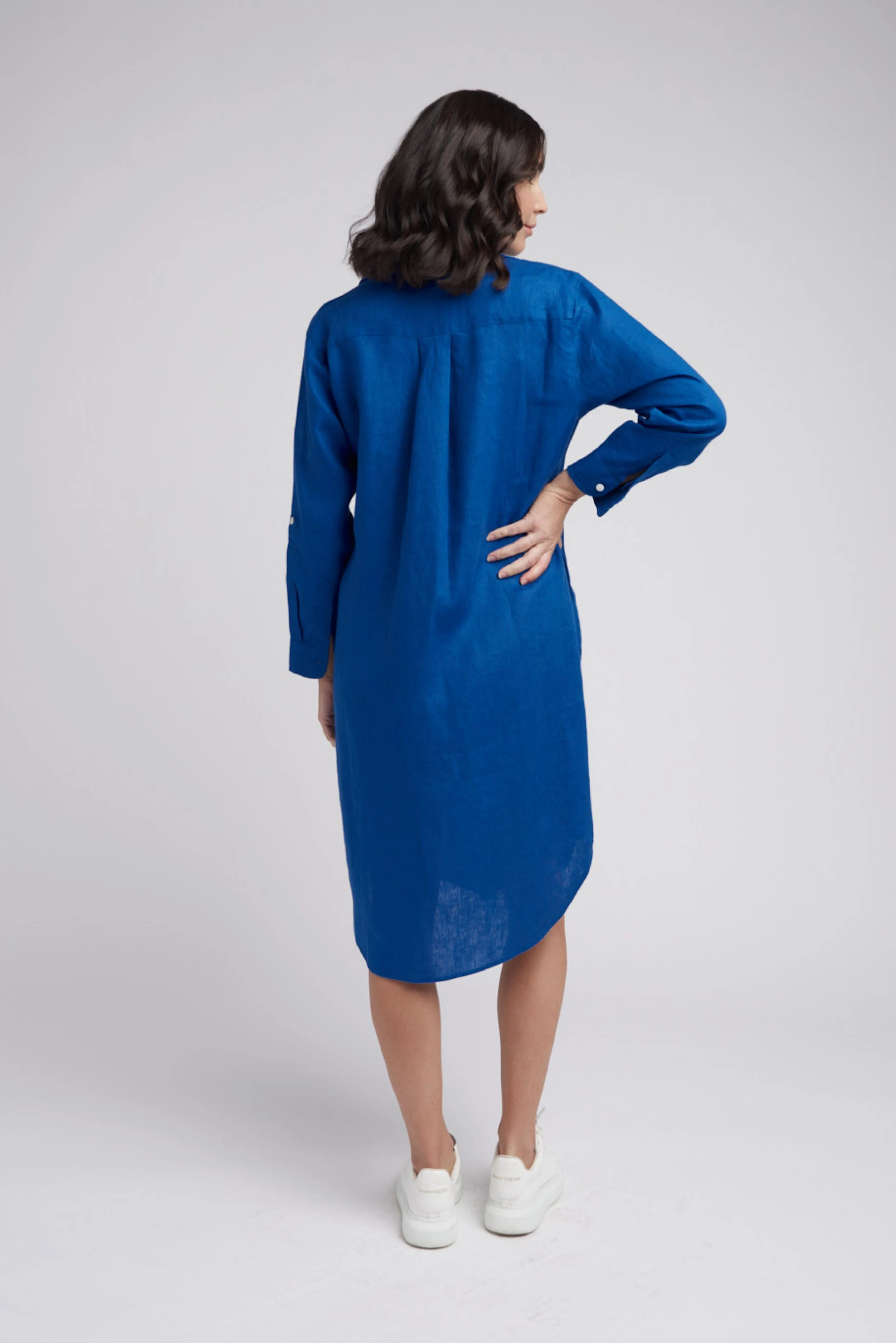 Shirt Maker Linen Dress Opal Blue