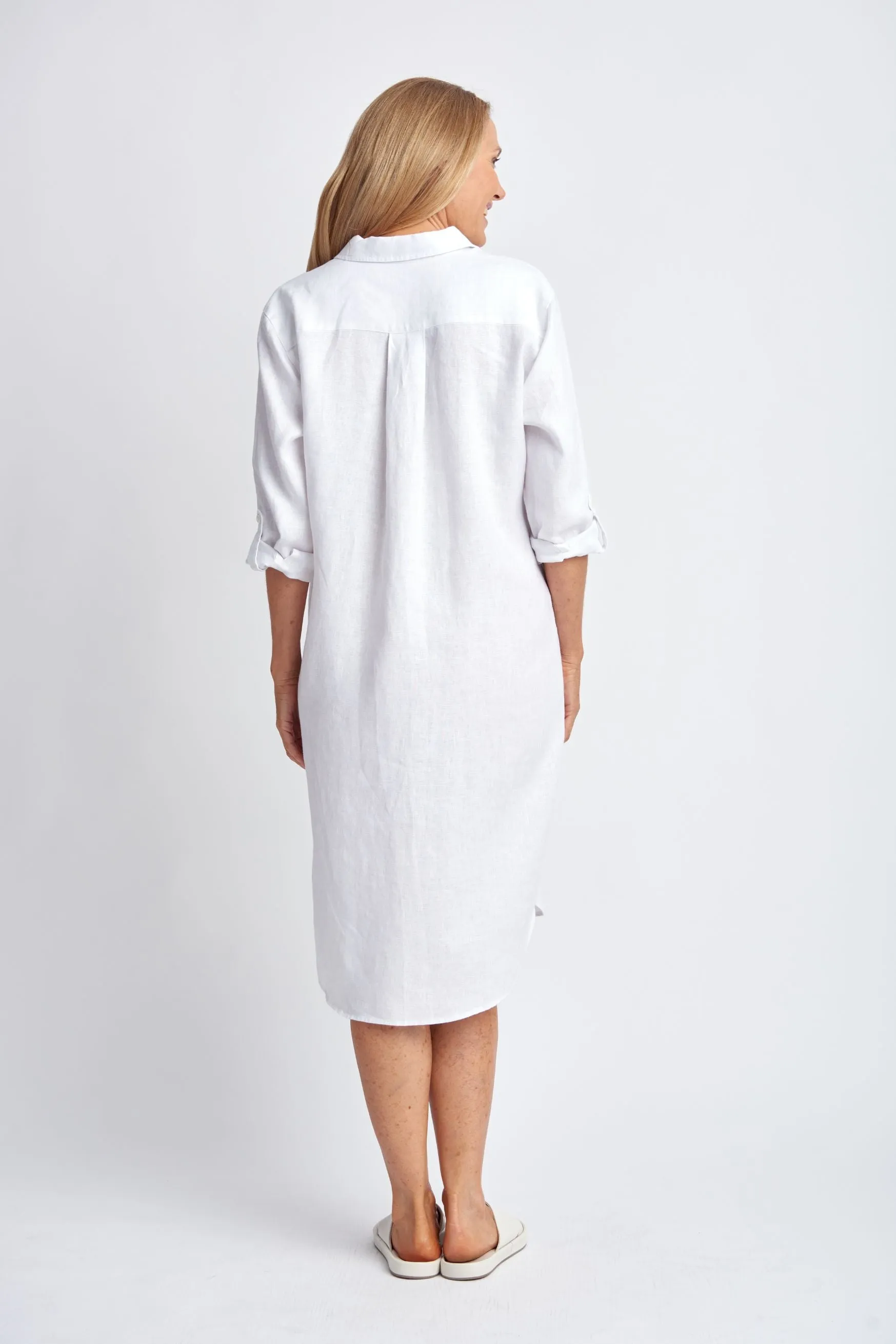 Shirt Maker Linen Dress White