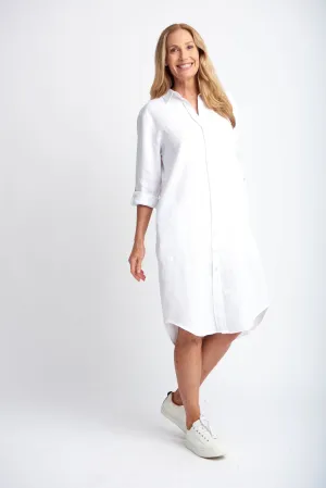 Shirt Maker Linen Dress White