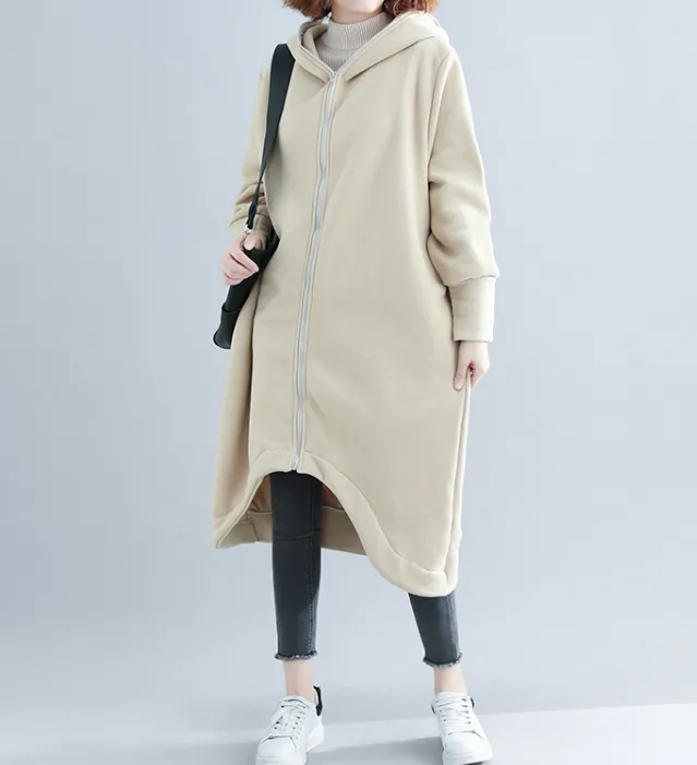 Short Front Long Hooded Women Casual Parka Plus Size Fall Coat Jacket JT200945