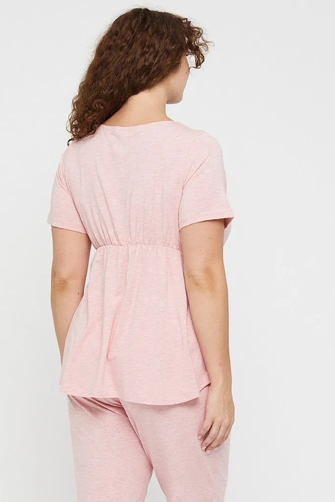 Short Sleeve Cross Front PJ Top - Rose