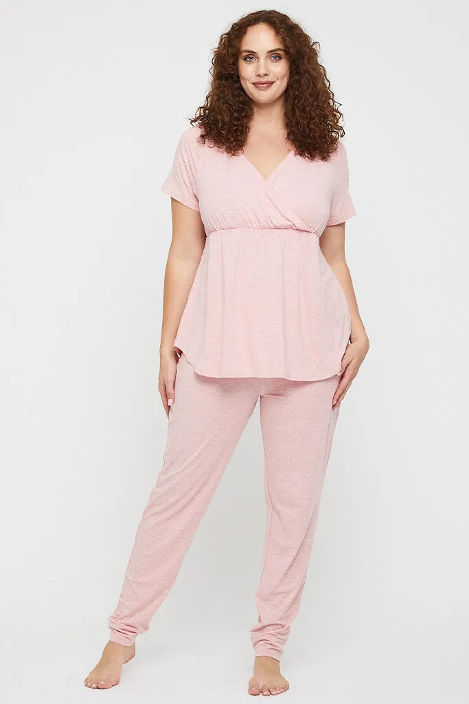 Short Sleeve Cross Front PJ Top - Rose