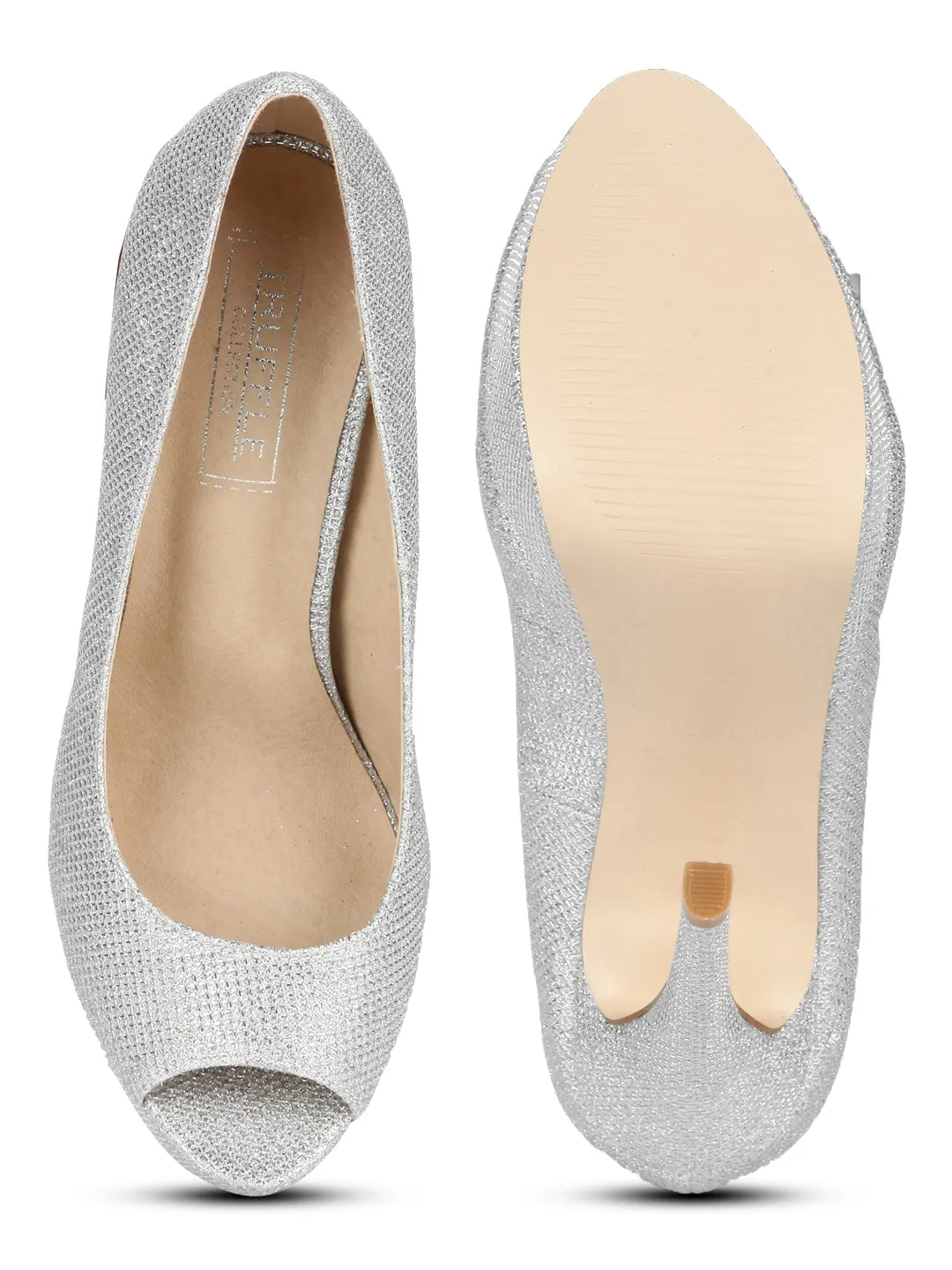 Silver Microfibre Pump Stilettos