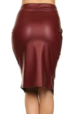 Skirt Faux Leather Wrapped High Waist Black Olive Burgundy Sexy