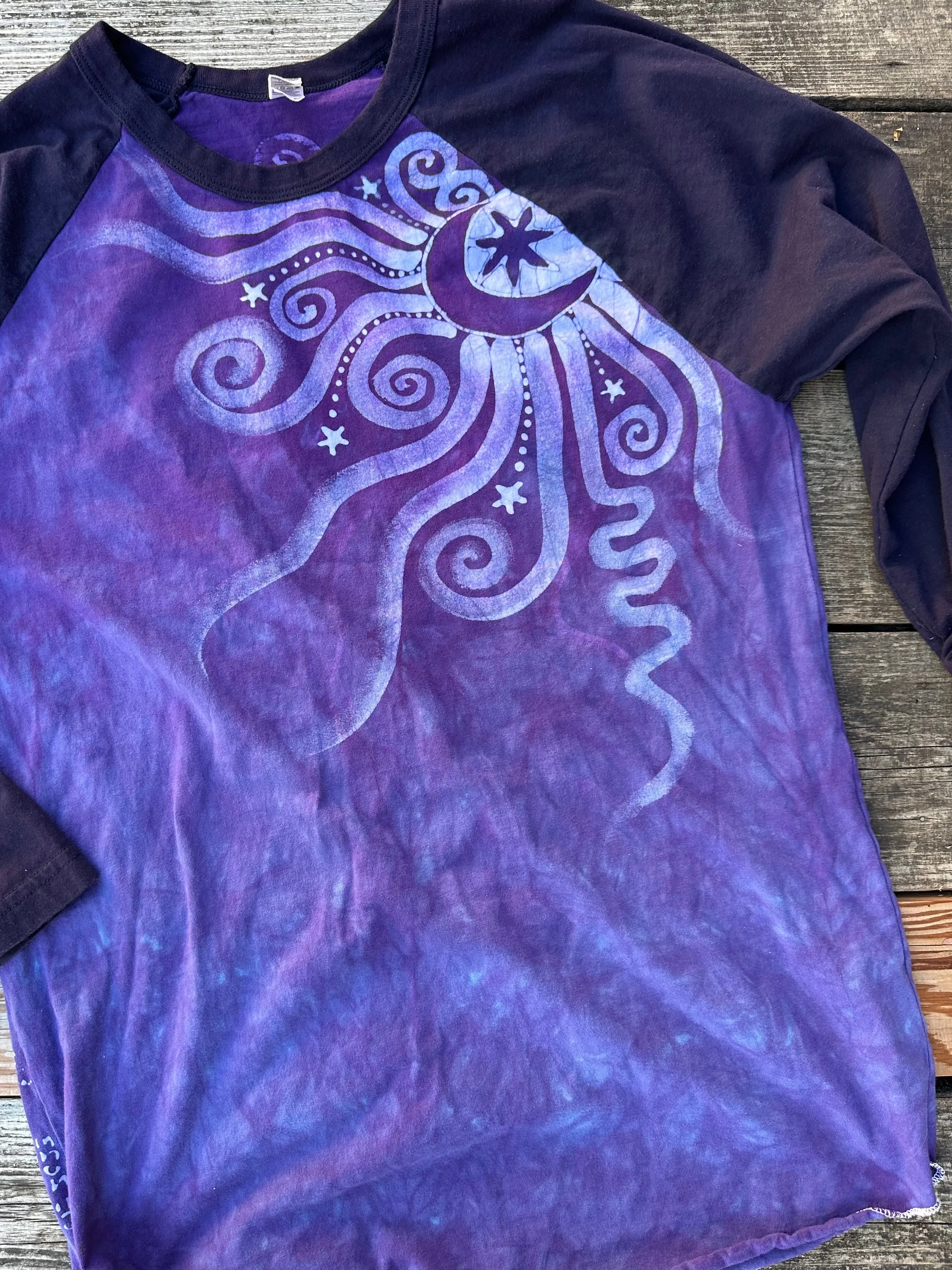 Smokey Purple Moon Batik Raglan Tee - Size 2X ONLY