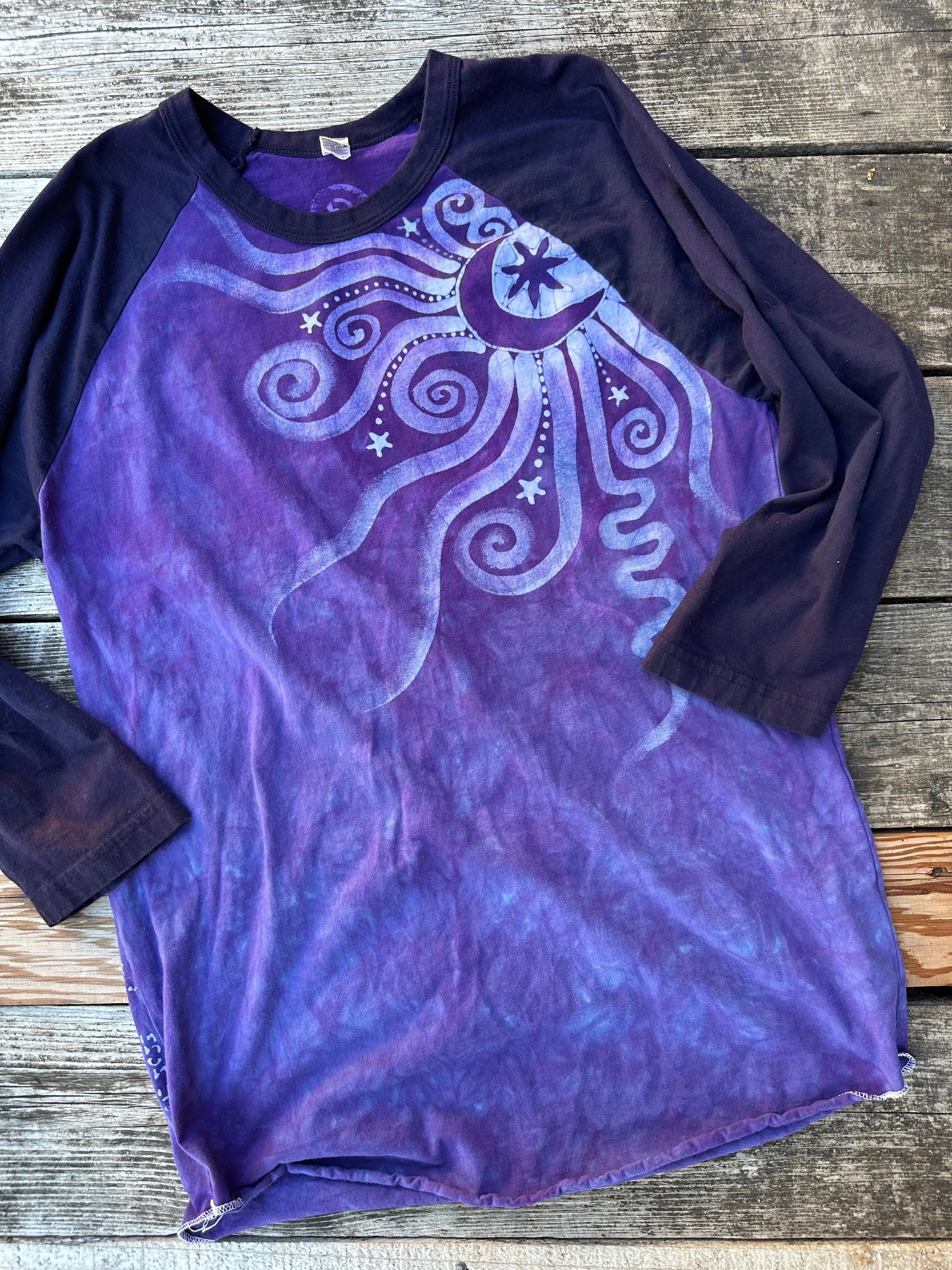 Smokey Purple Moon Batik Raglan Tee - Size 2X ONLY