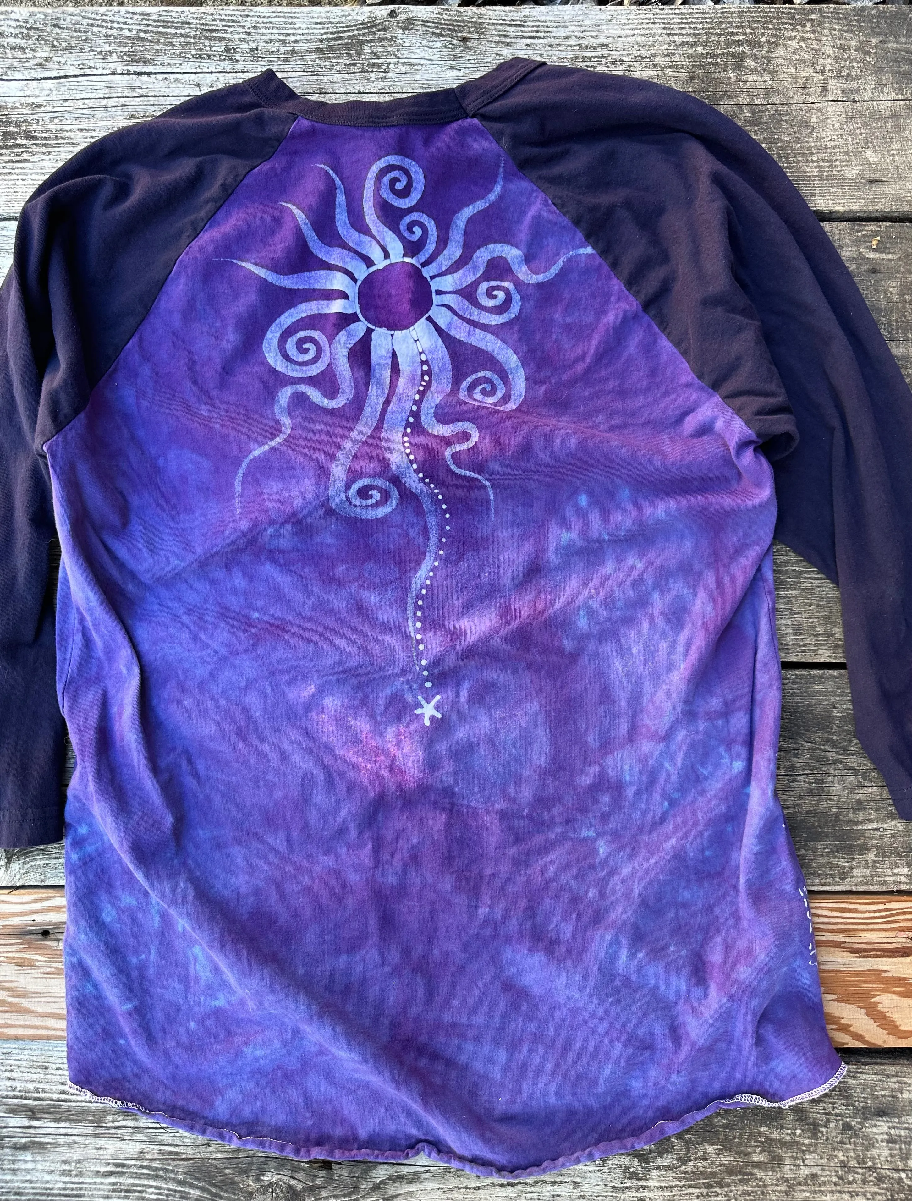 Smokey Purple Moon Batik Raglan Tee - Size 2X ONLY