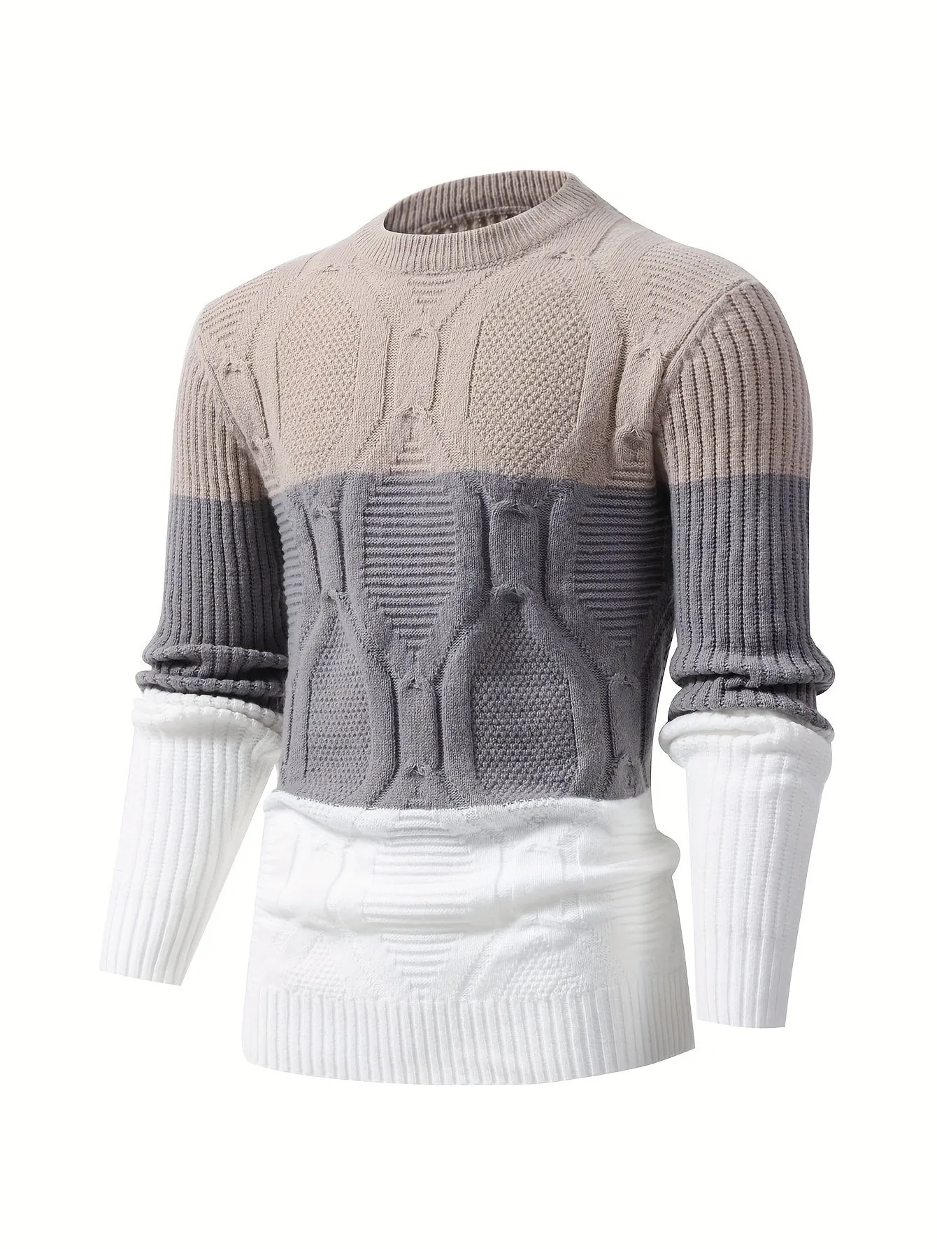 Soft Knit Mens Color Block Sweater - Ultra-Comfy High Stretch Pullover - Stylish Casual Wear for Fall Winter