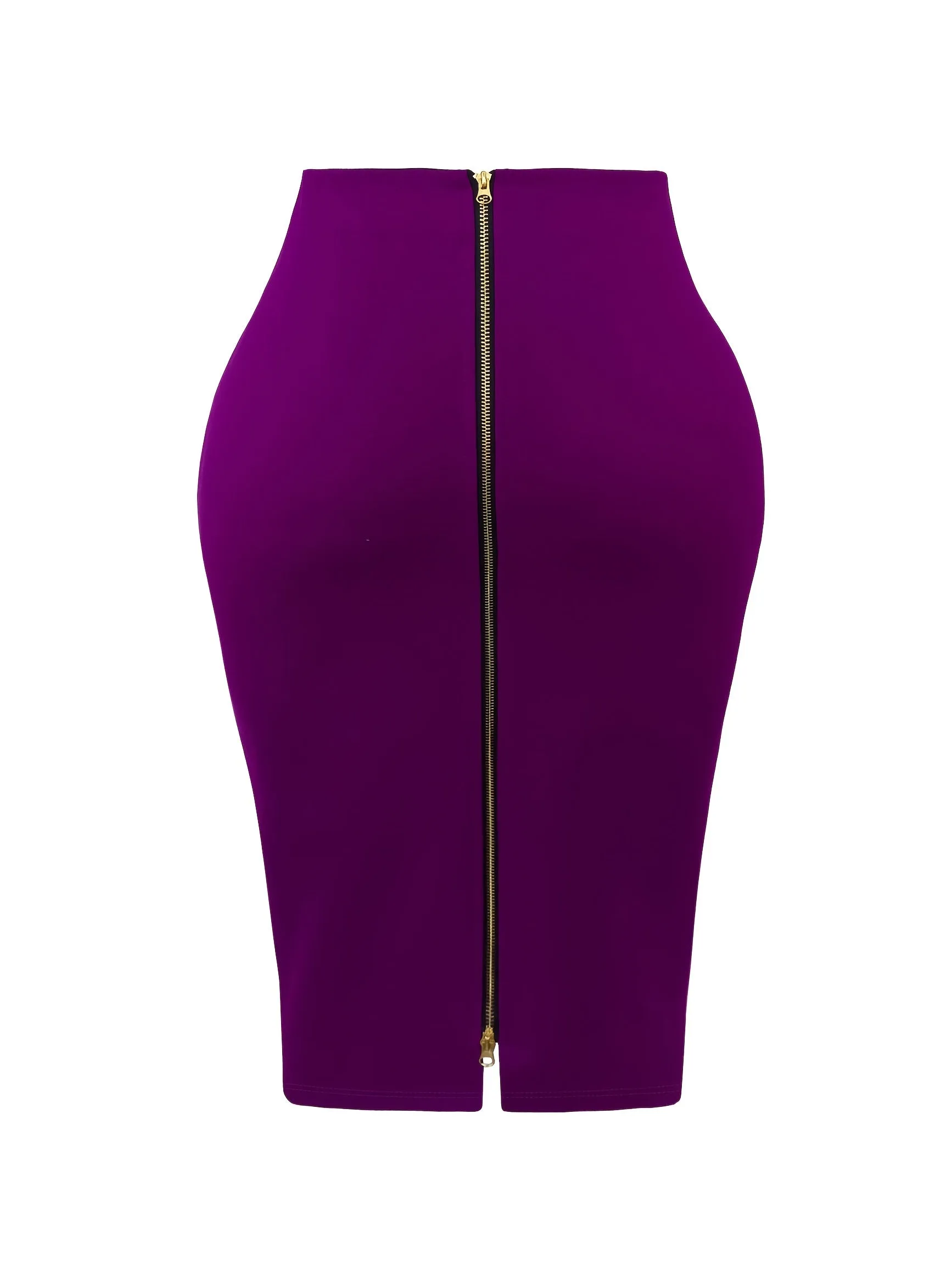 Spring-to-Fall Chic: Elegant Bodycon Knit Skirt with Zipper, Versatile & Easy-Care