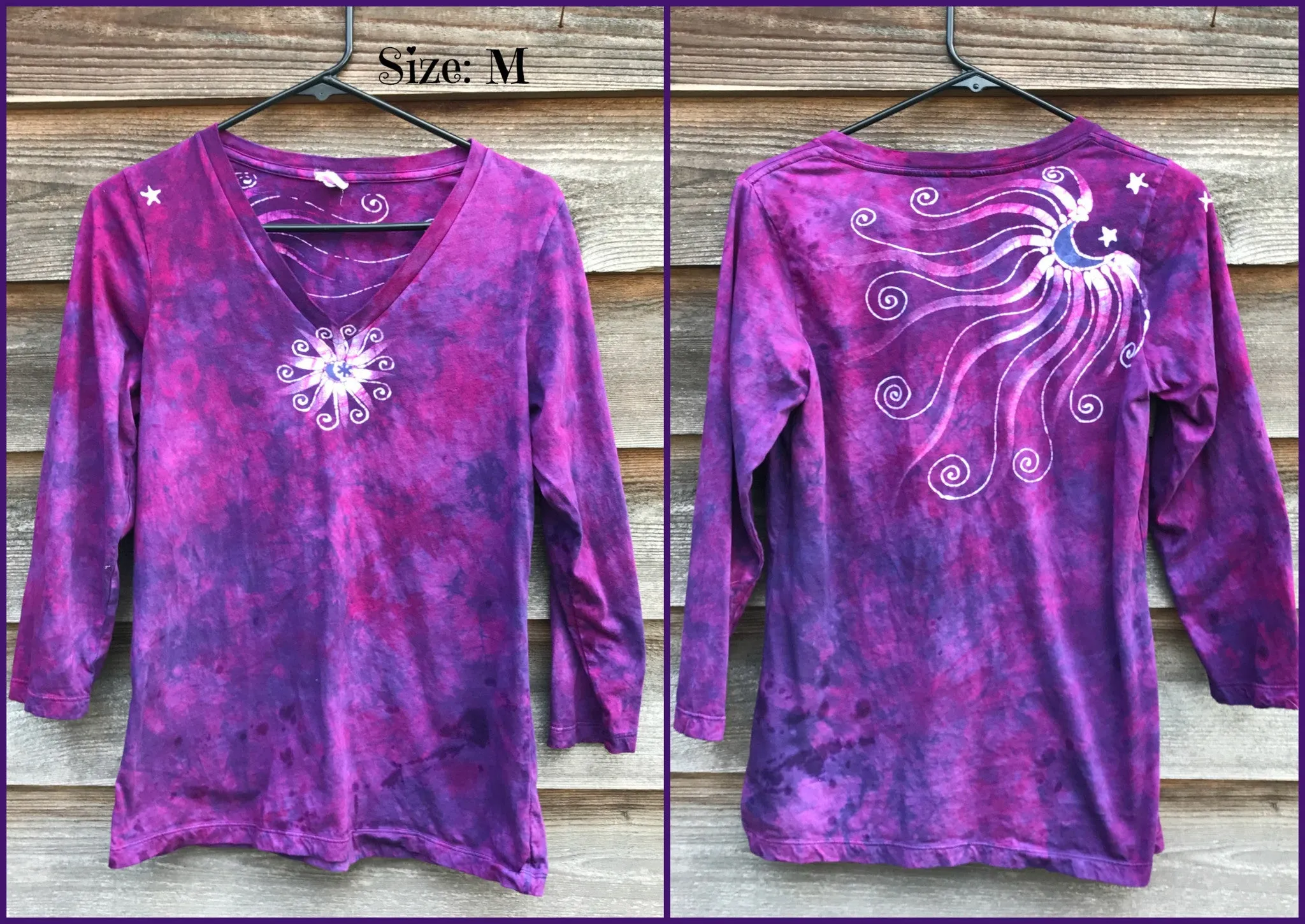 Springtime Happiness Handmade Batik - 3/4 Sleeve Top - Size Medium