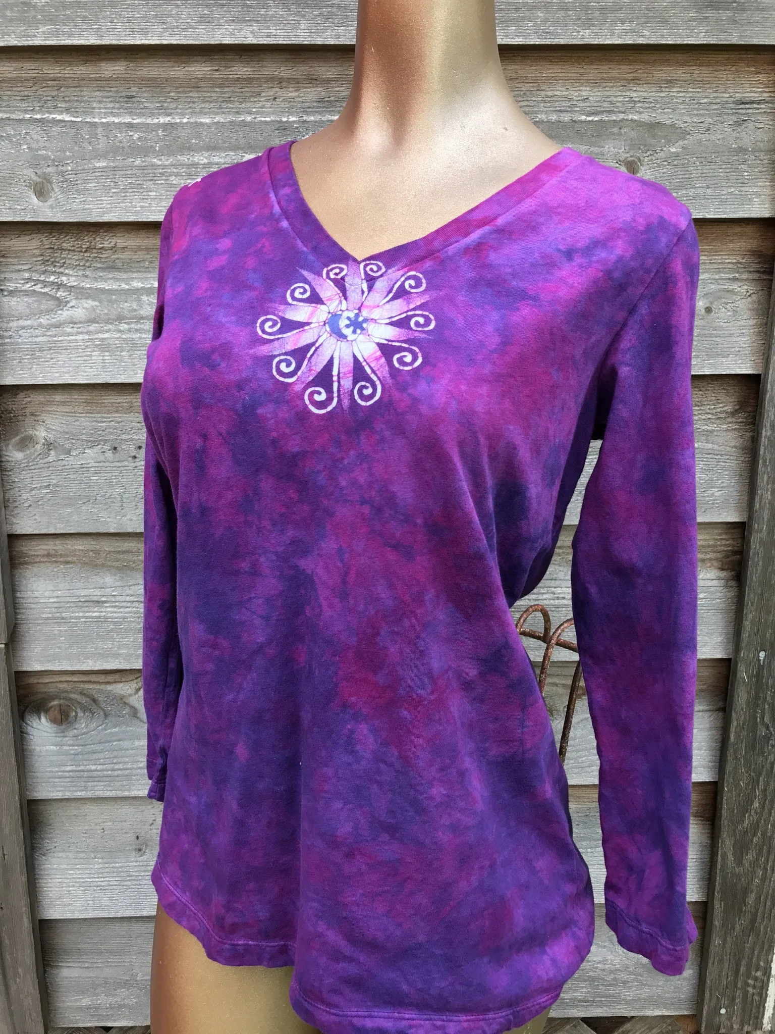 Springtime Happiness Handmade Batik - 3/4 Sleeve Top - Size Medium