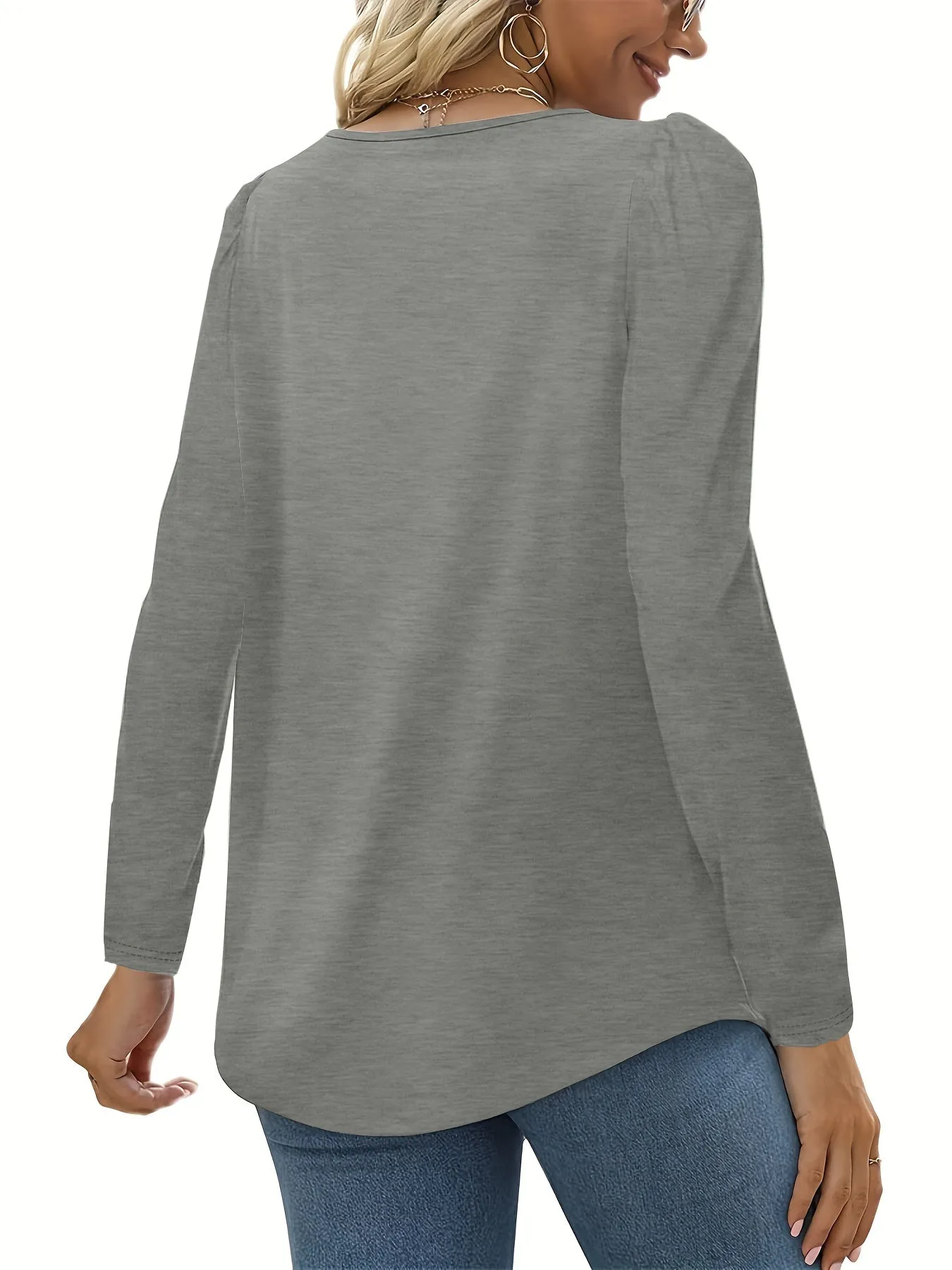 Stylish Frill Square Neck Long Sleeve Tee Perfect for Spring  Summer