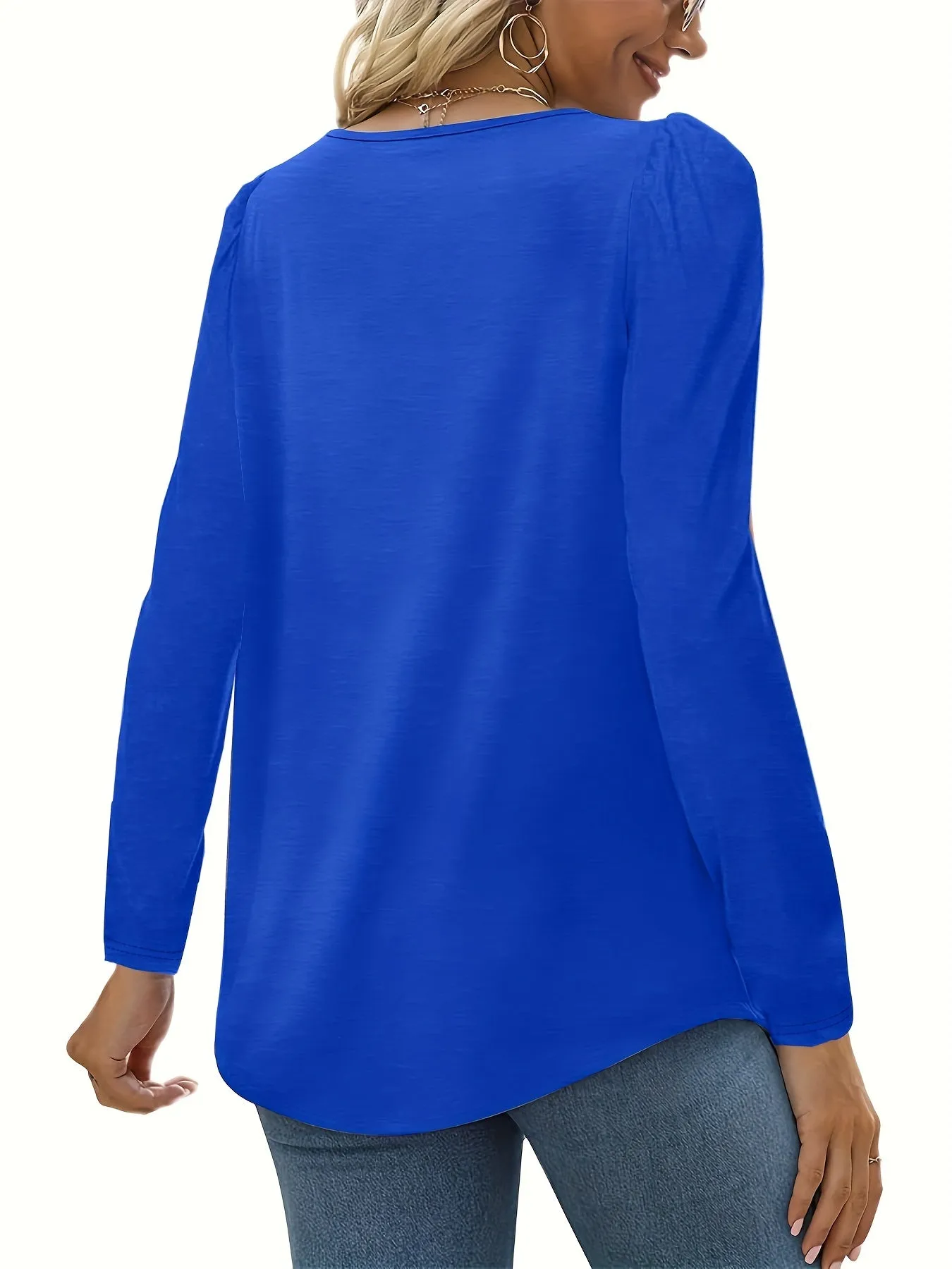 Stylish Frill Square Neck Long Sleeve Tee Perfect for Spring  Summer