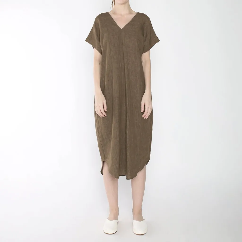 Szeki Signature Linen T-Shirt Reversible Maxi Ash Brown