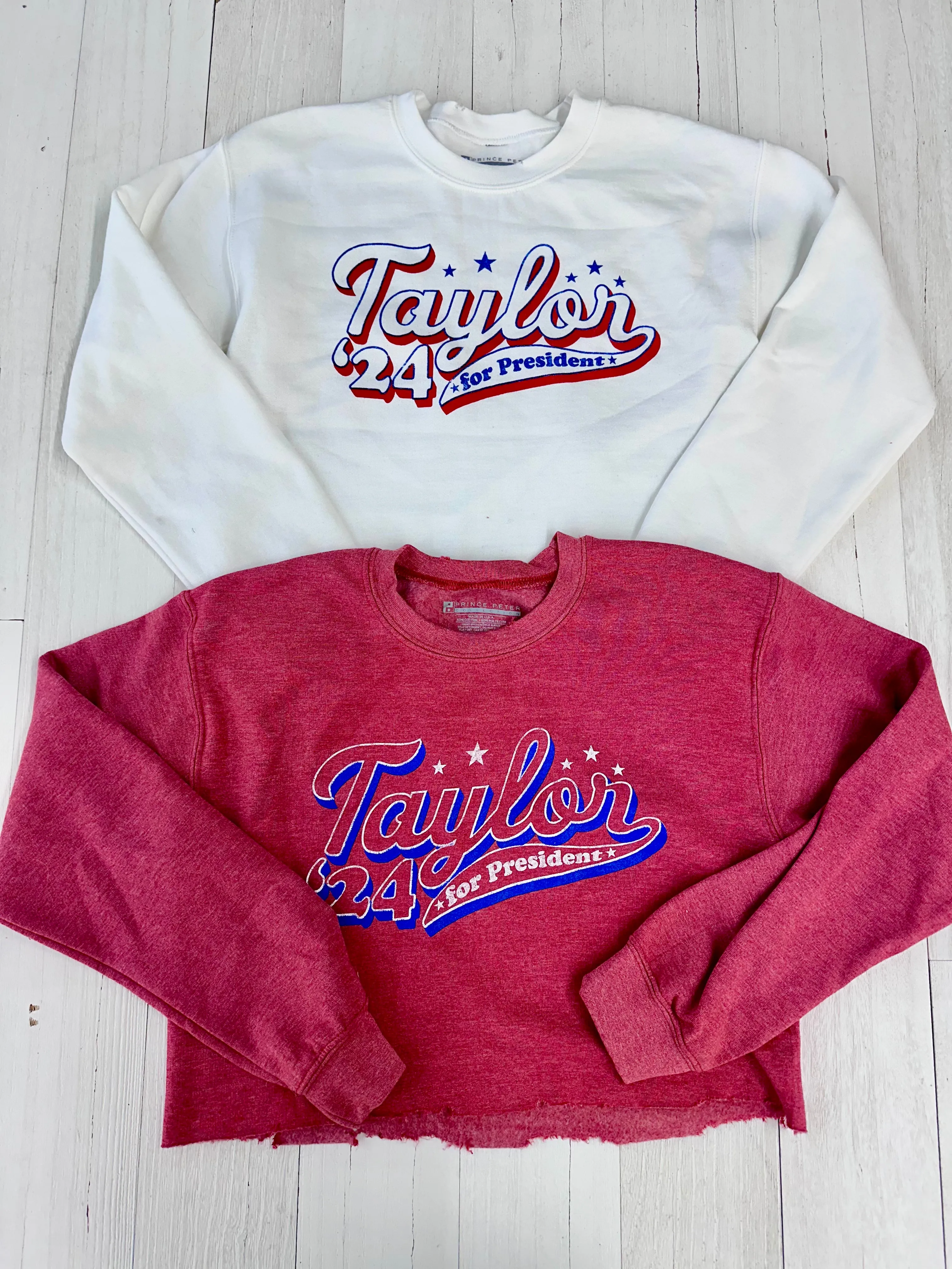 Taylor For President Script Pullover Crop