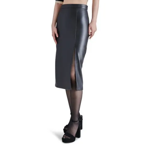 The Amarilla Faux Leather Midi Skirt