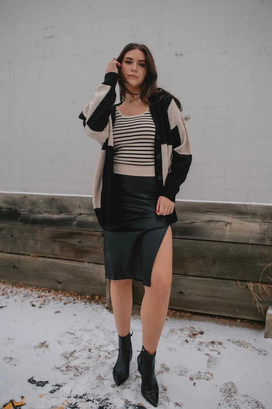 The Amarilla Faux Leather Midi Skirt