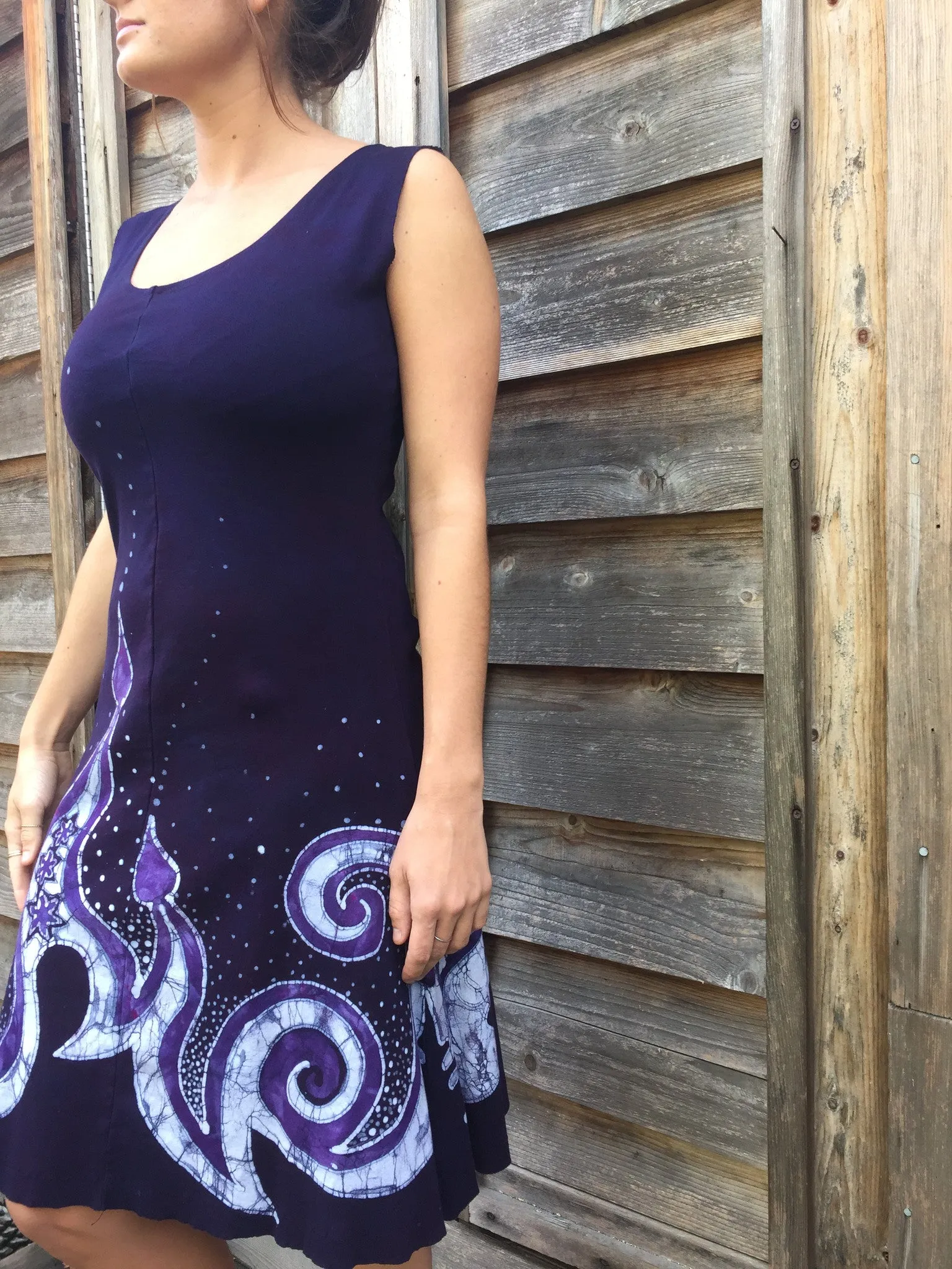 The Waves Are Dancing Organic Cotton Batik Dress - Size Medium