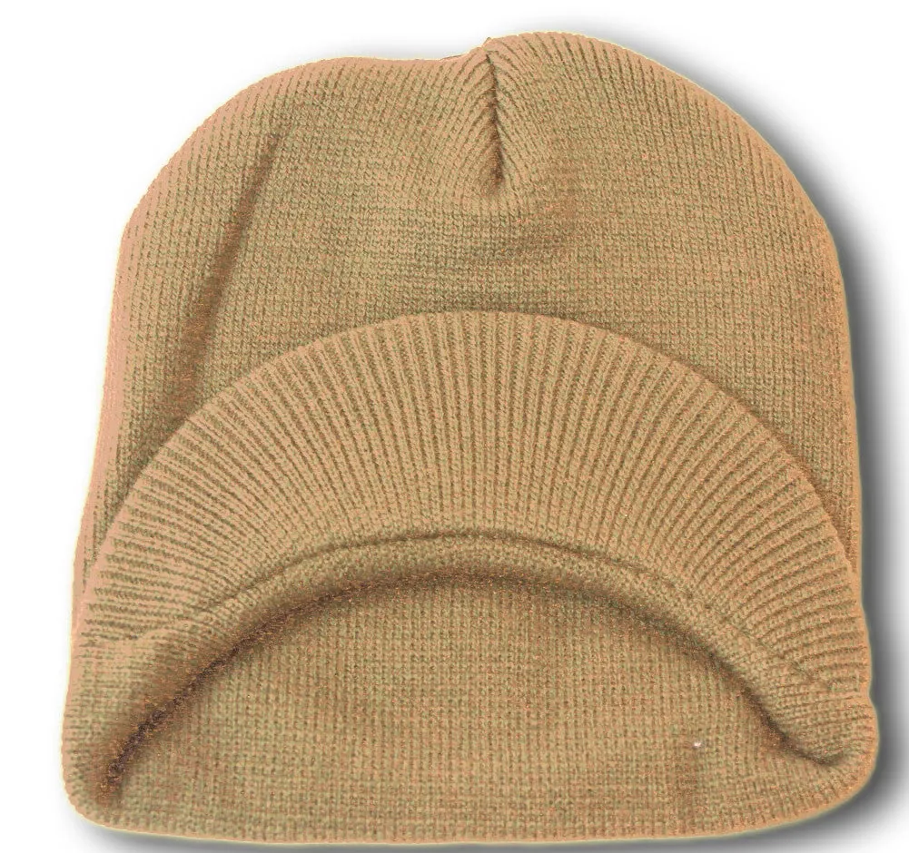 TopHeadwear Cuffless Jeep Visor Winter Beanie - Beige