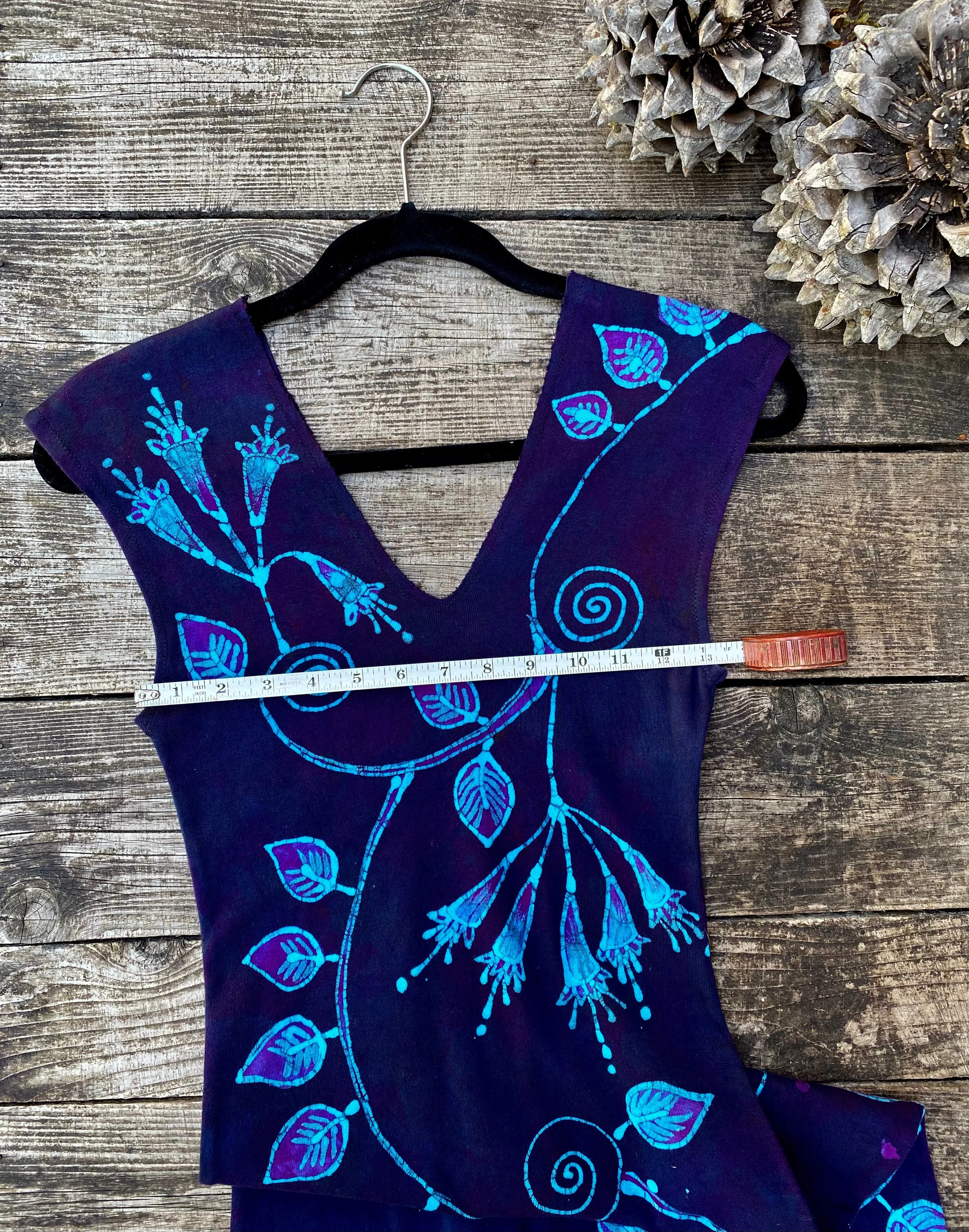 Trailing Blue Fuchsias Organic Cotton Batik Dress