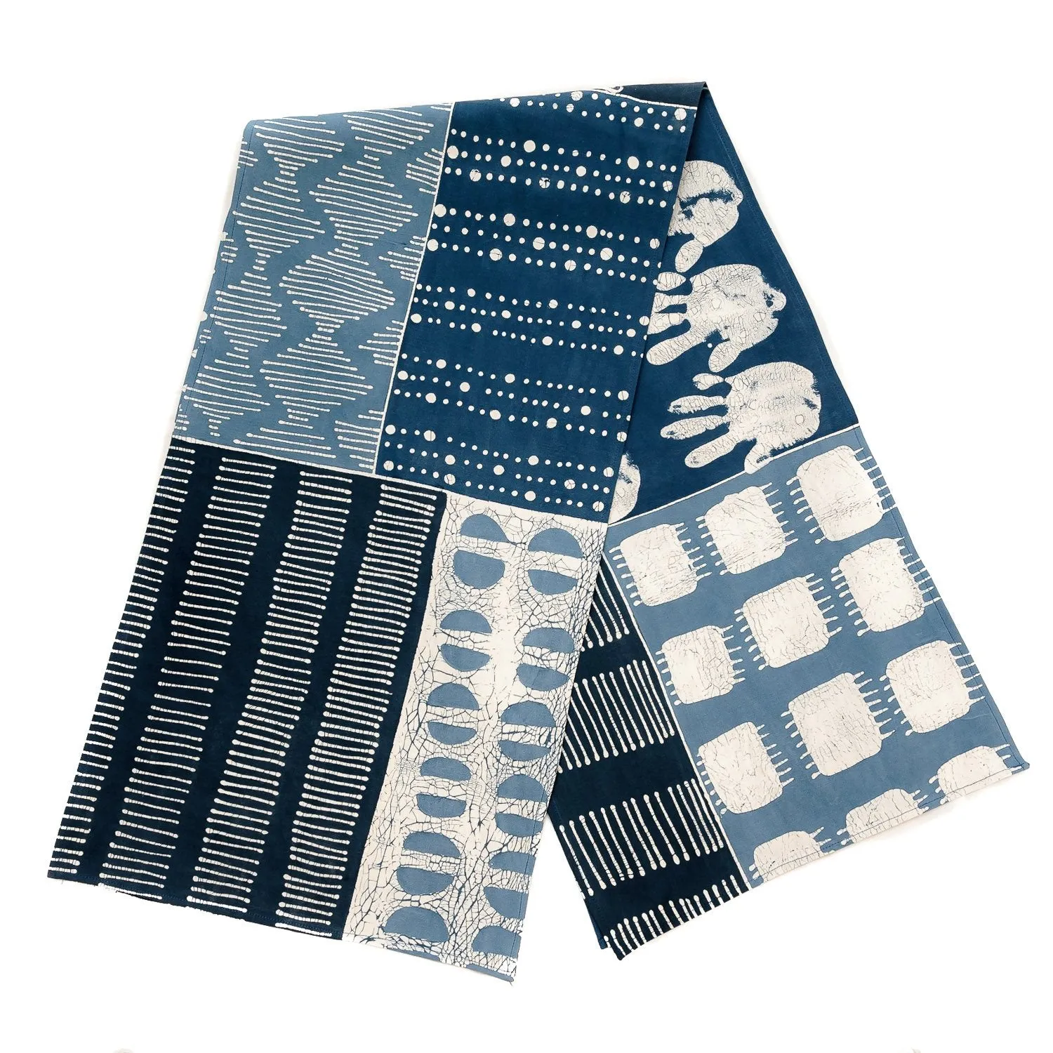 Tribal Cloth Indigo Patchwork Table Runner