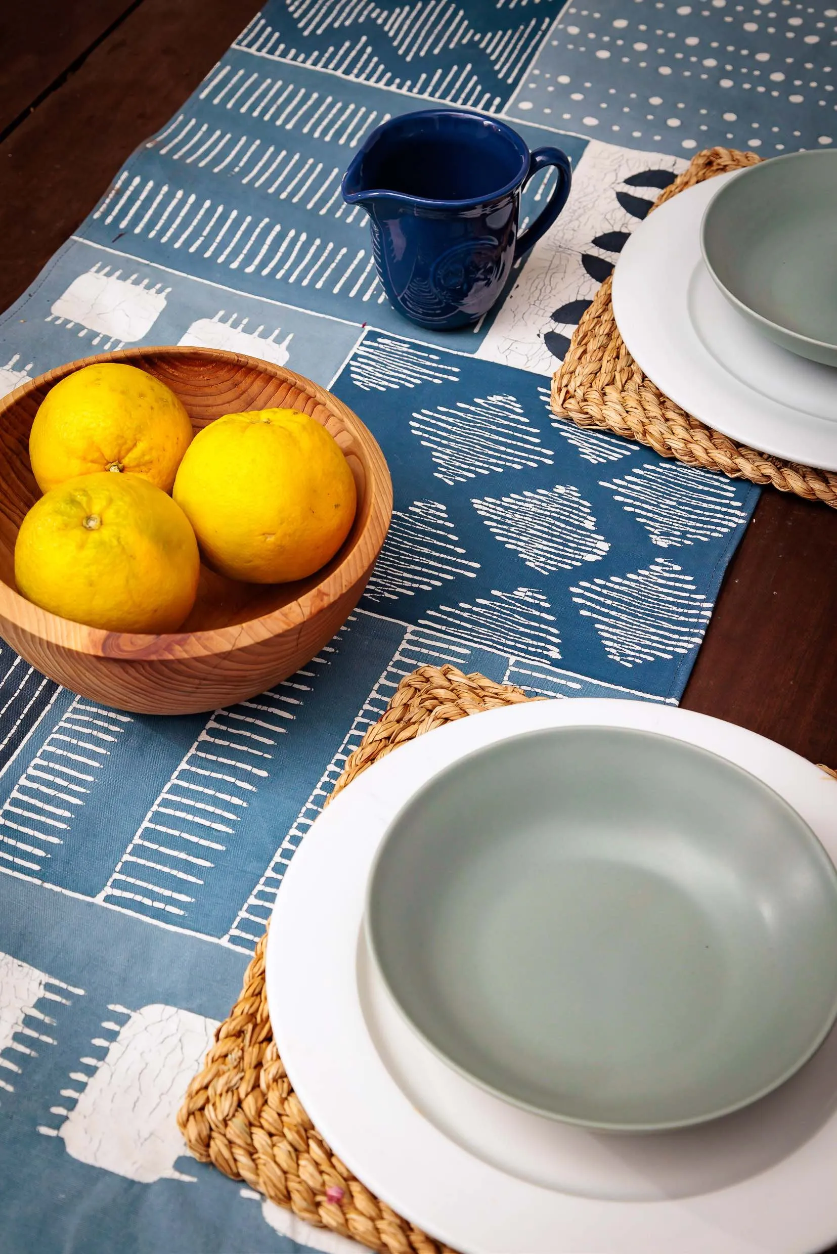 Tribal Cloth Indigo Patchwork Table Runner