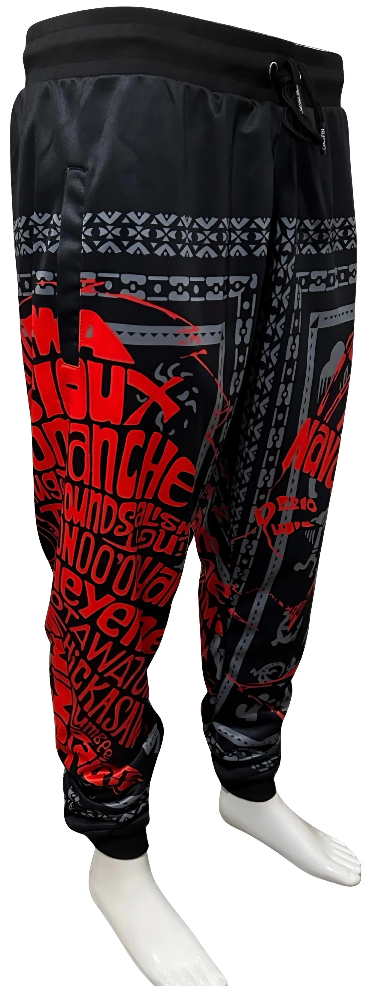 ^TRIBE VIBES^ (RED-GREY-BLACK) JOGGER SWEATPANTS