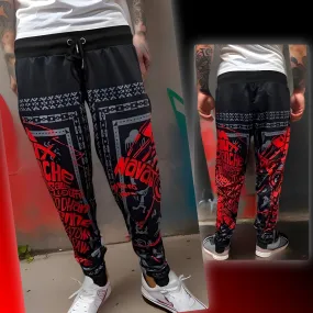 ^TRIBE VIBES^ (RED-GREY-BLACK) JOGGER SWEATPANTS