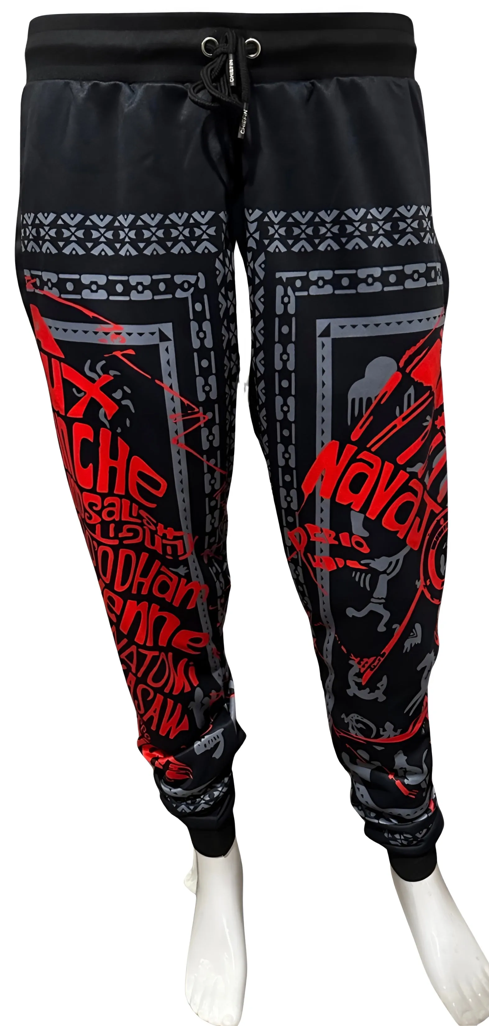 ^TRIBE VIBES^ (RED-GREY-BLACK) JOGGER SWEATPANTS