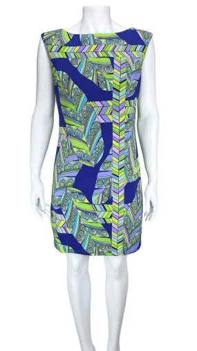 Trina Turk, Women's Mod Print Knit Shift Dress, Purple/Multi, Size 4