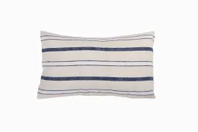 Turkish linen small rectangular Indigo/cream  cushion