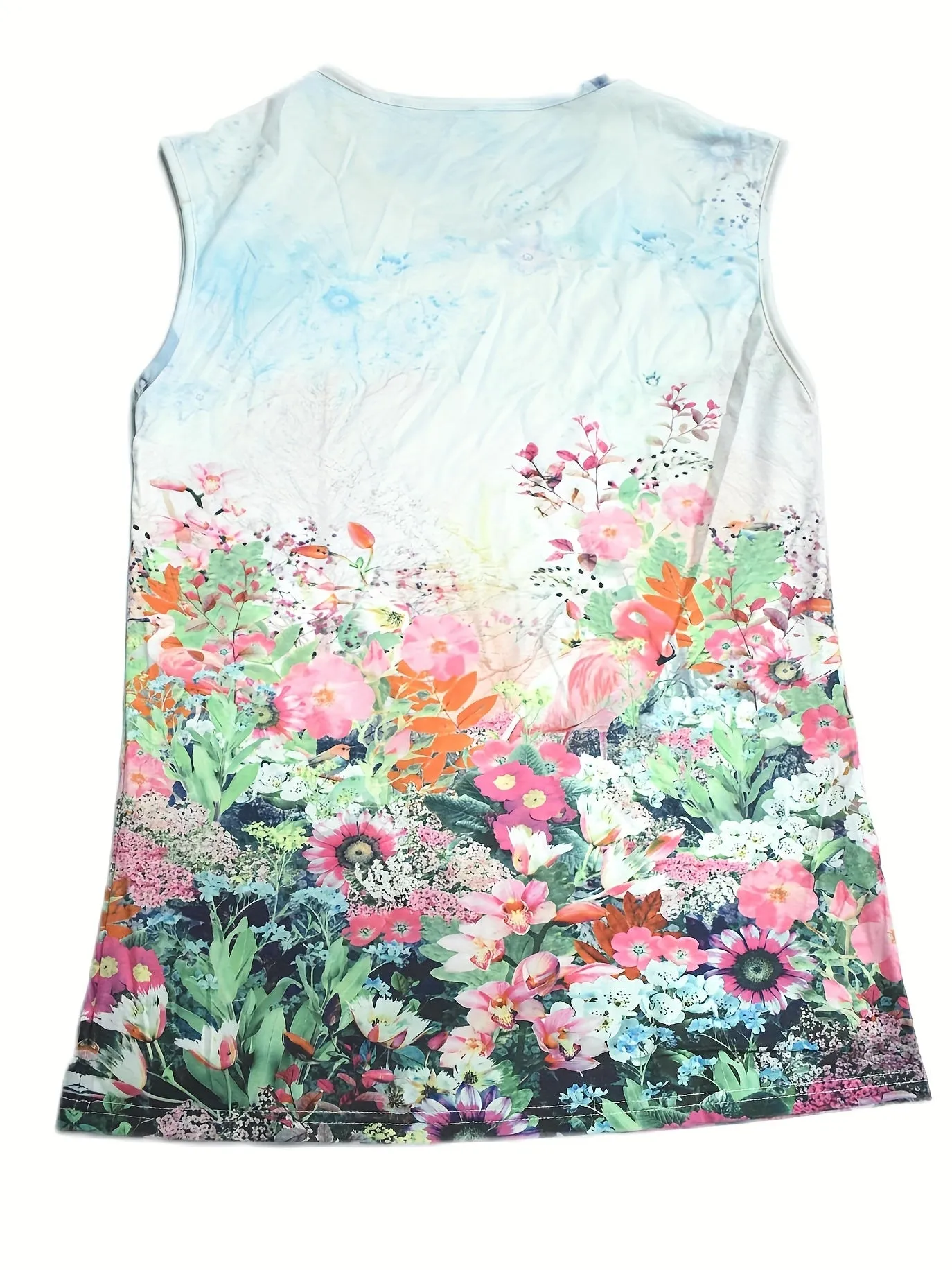 Turtles  Beach Print Tank Sleeveless Summer Casual VNeck