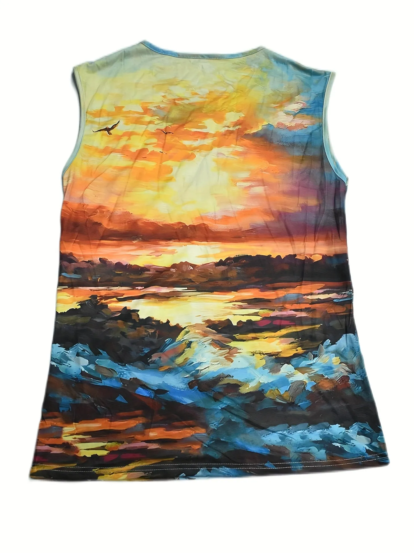 Turtles  Beach Print Tank Sleeveless Summer Casual VNeck