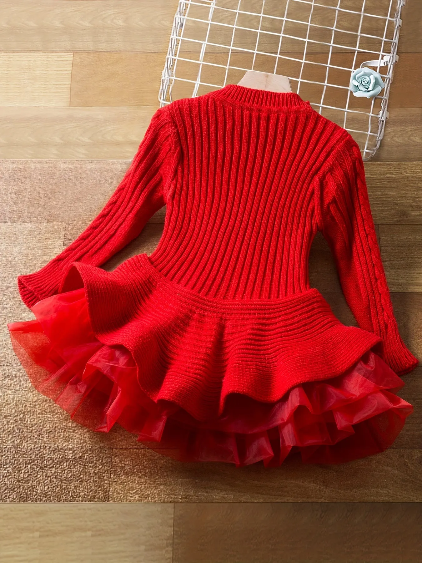 Tutu Princess Dress - Soft Mock Neck Long Sleeve Knit Solid Color Dress for Toddler Girls, Perfect for Christmas Party, Fall Season, and Special Occasions, Adorable Gift Idea