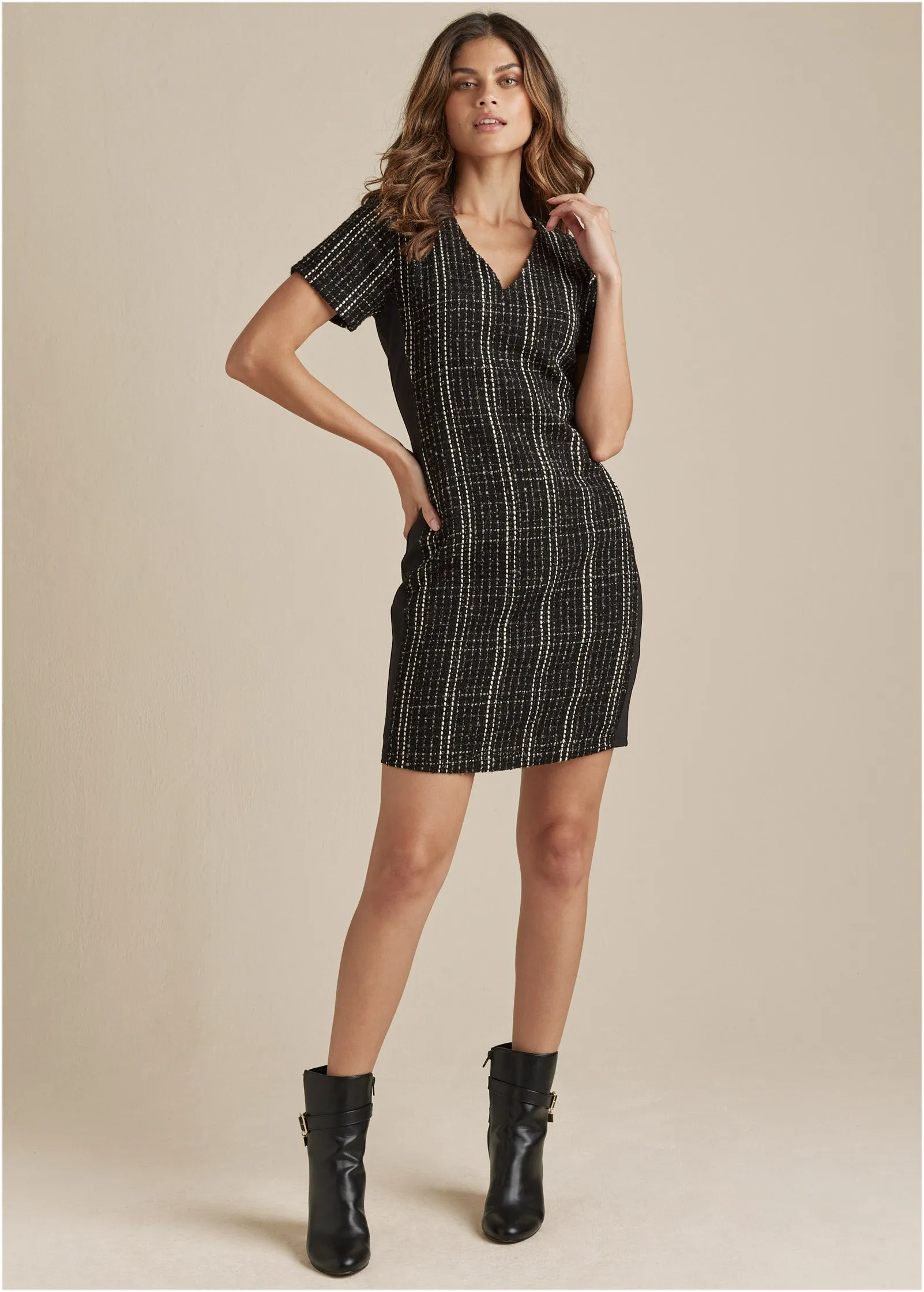 Tweed Mini Dress - Black Multi