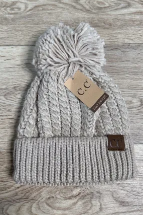 Twisted Mock Cable Beanie - Beige