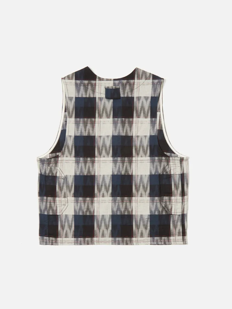 Universal Works Marine Gilet in Deck Ikat Indigo