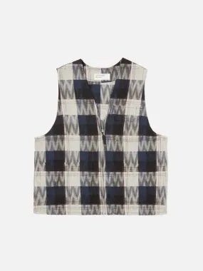 Universal Works Marine Gilet in Deck Ikat Indigo