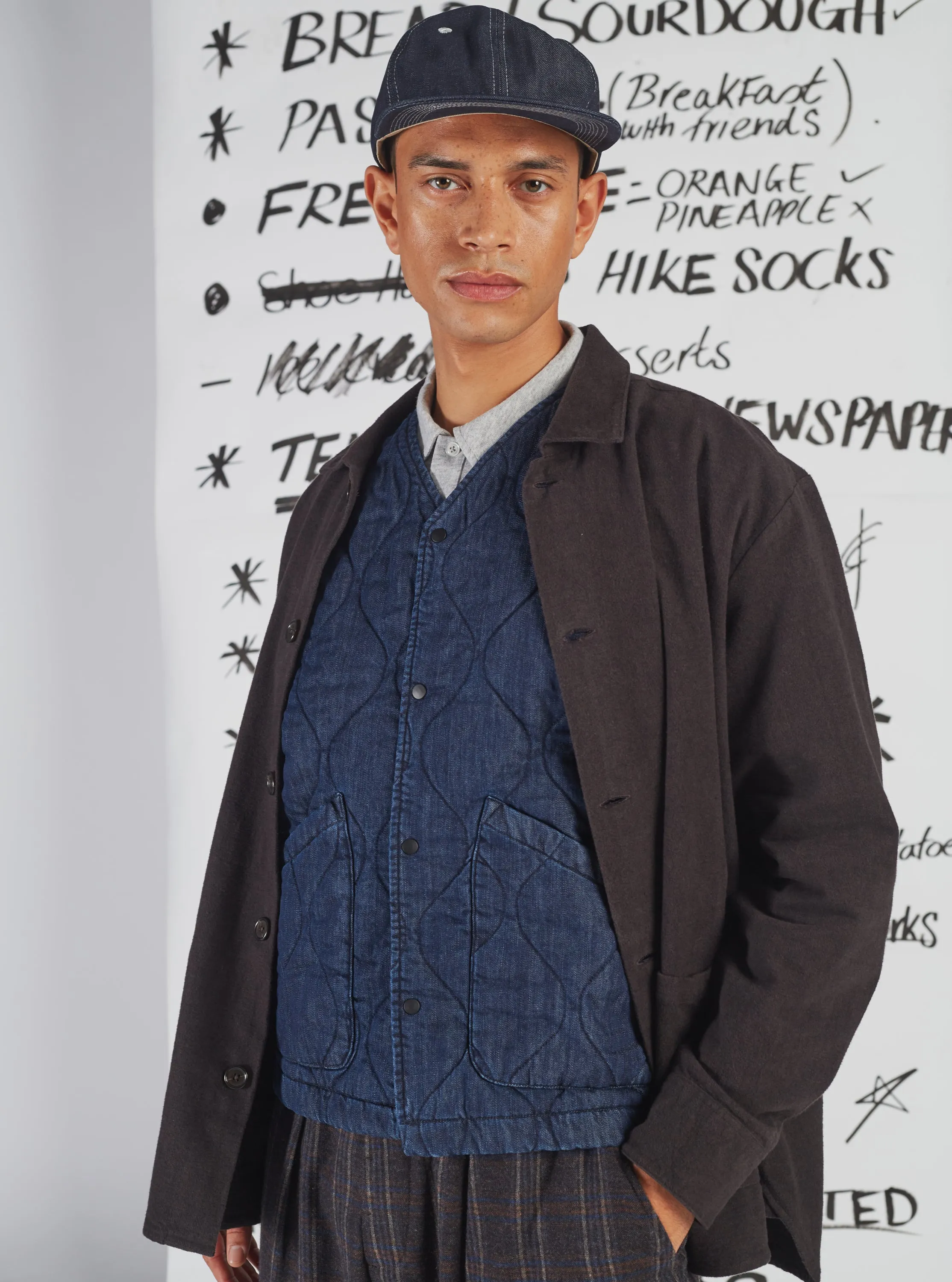 Universal Works Weekend Gilet in Indigo Quilt Denim